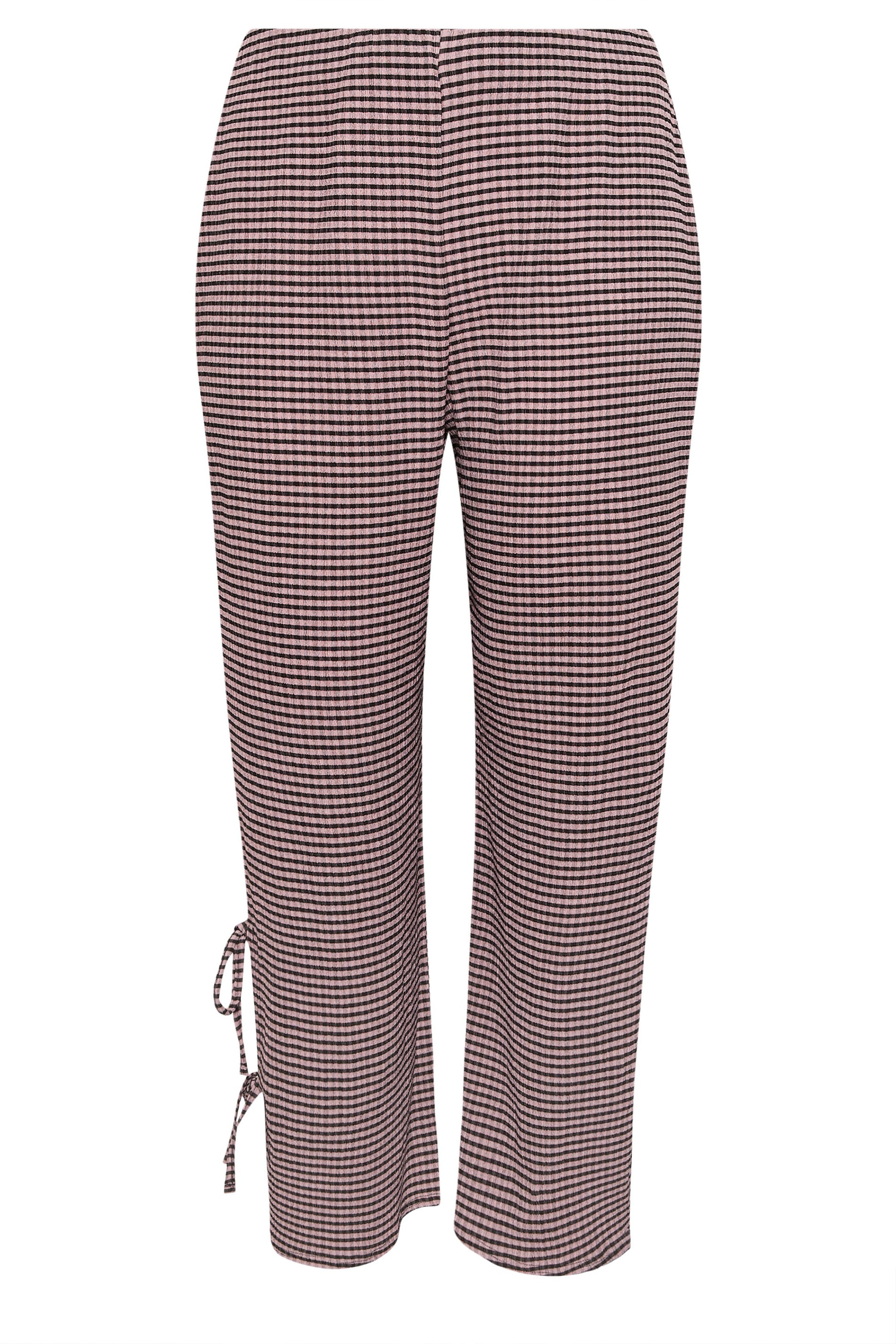 LIMITED COLLECTION Curve Pink Gingham Tie Side Trousers | Yours Clothing 5