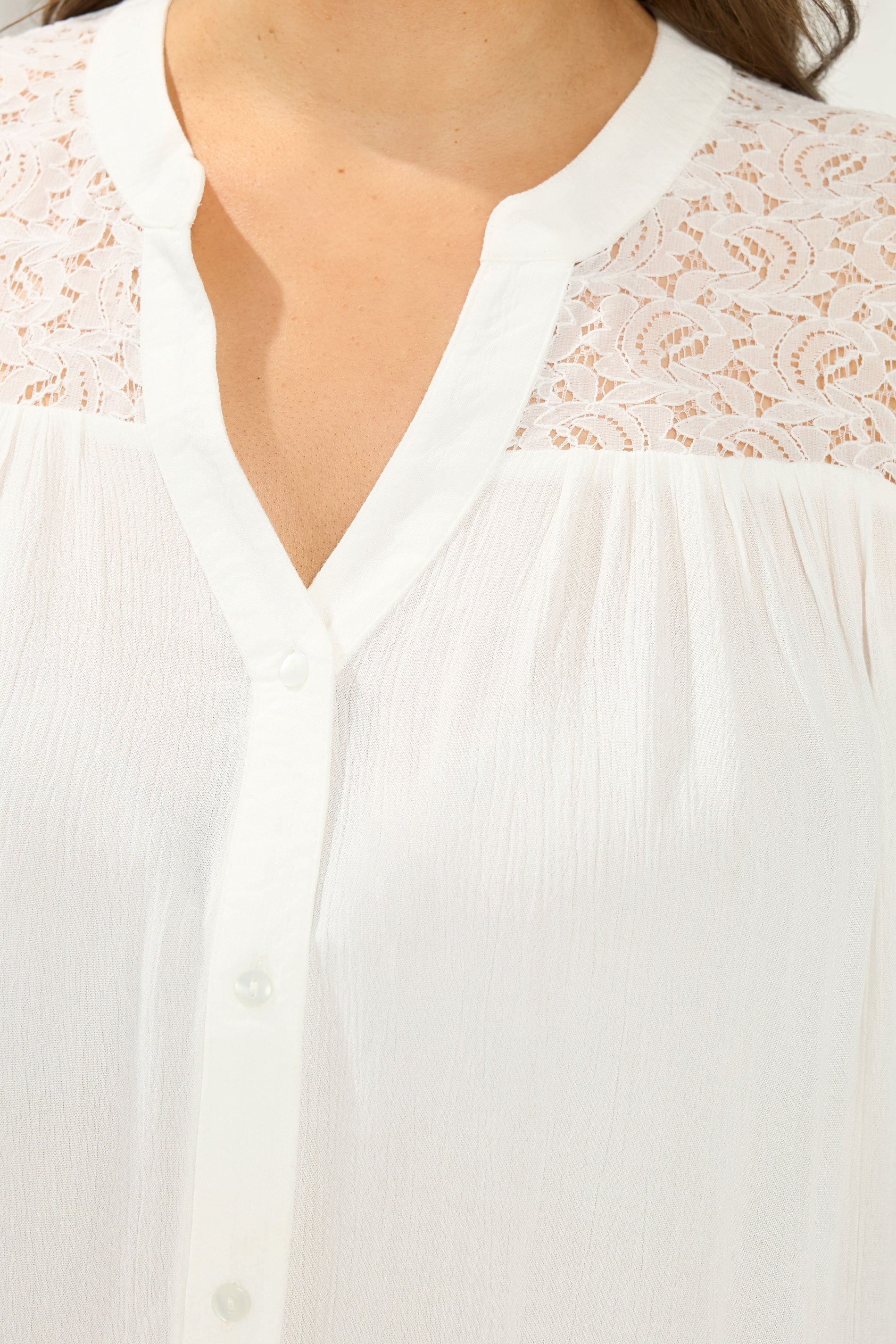 YOURS Plus Size White Lace Detail Blouse | Yours Clothing 4