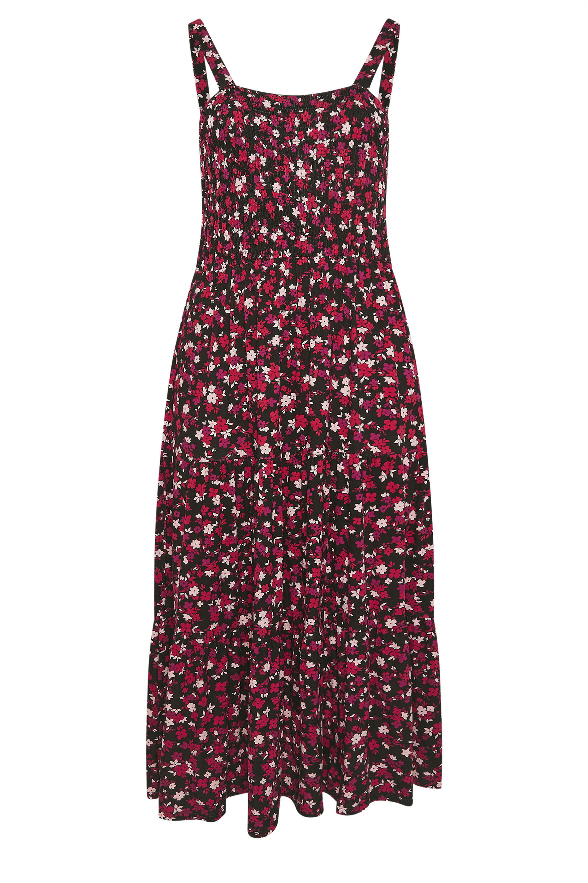 YOURS Plus Size Black Floral Shirred Dress | Yours Clothing 5