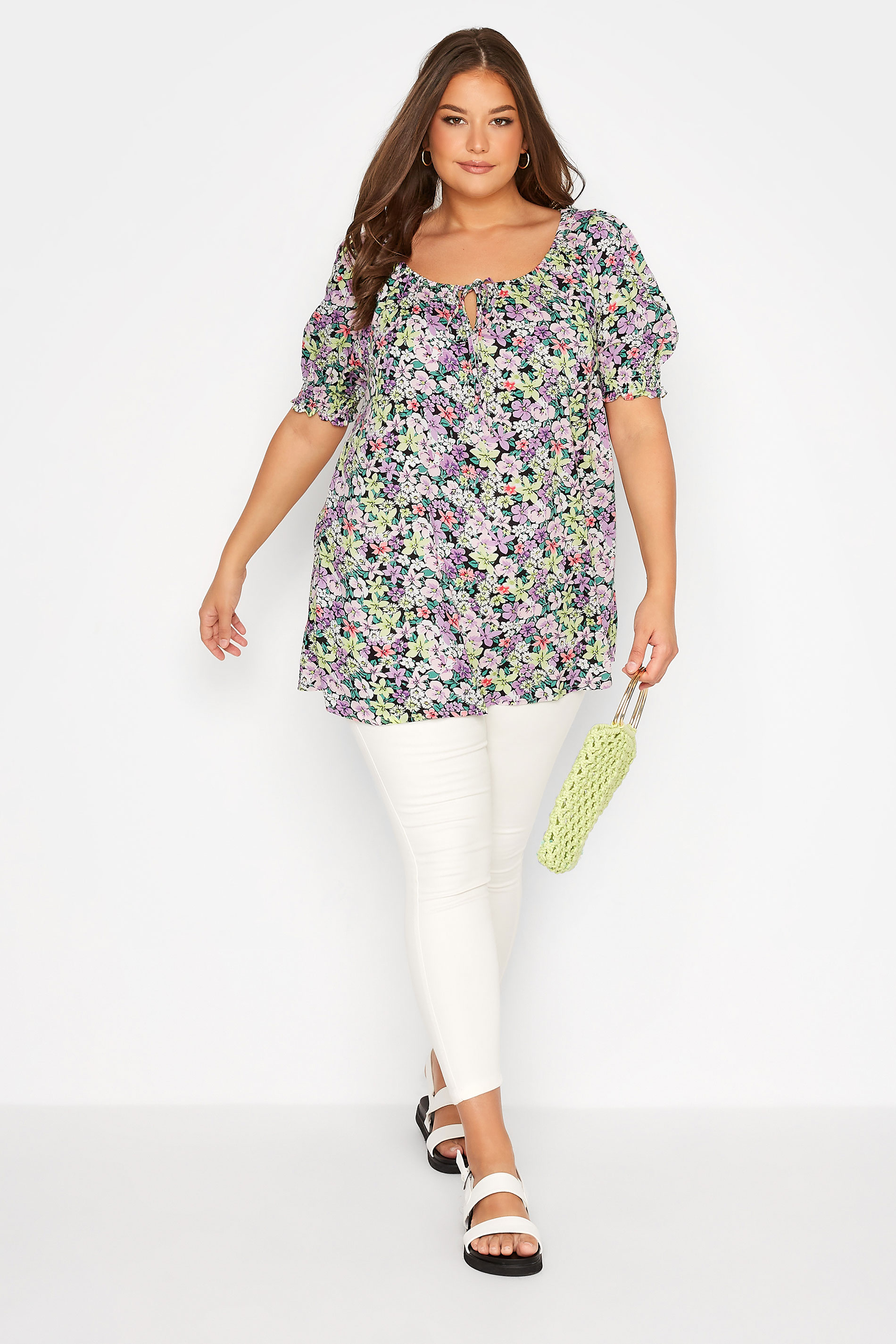 Grande taille  Tops Grande taille  Tops Bohèmes | Curve Purple Floral Gypsy Top - RN69269