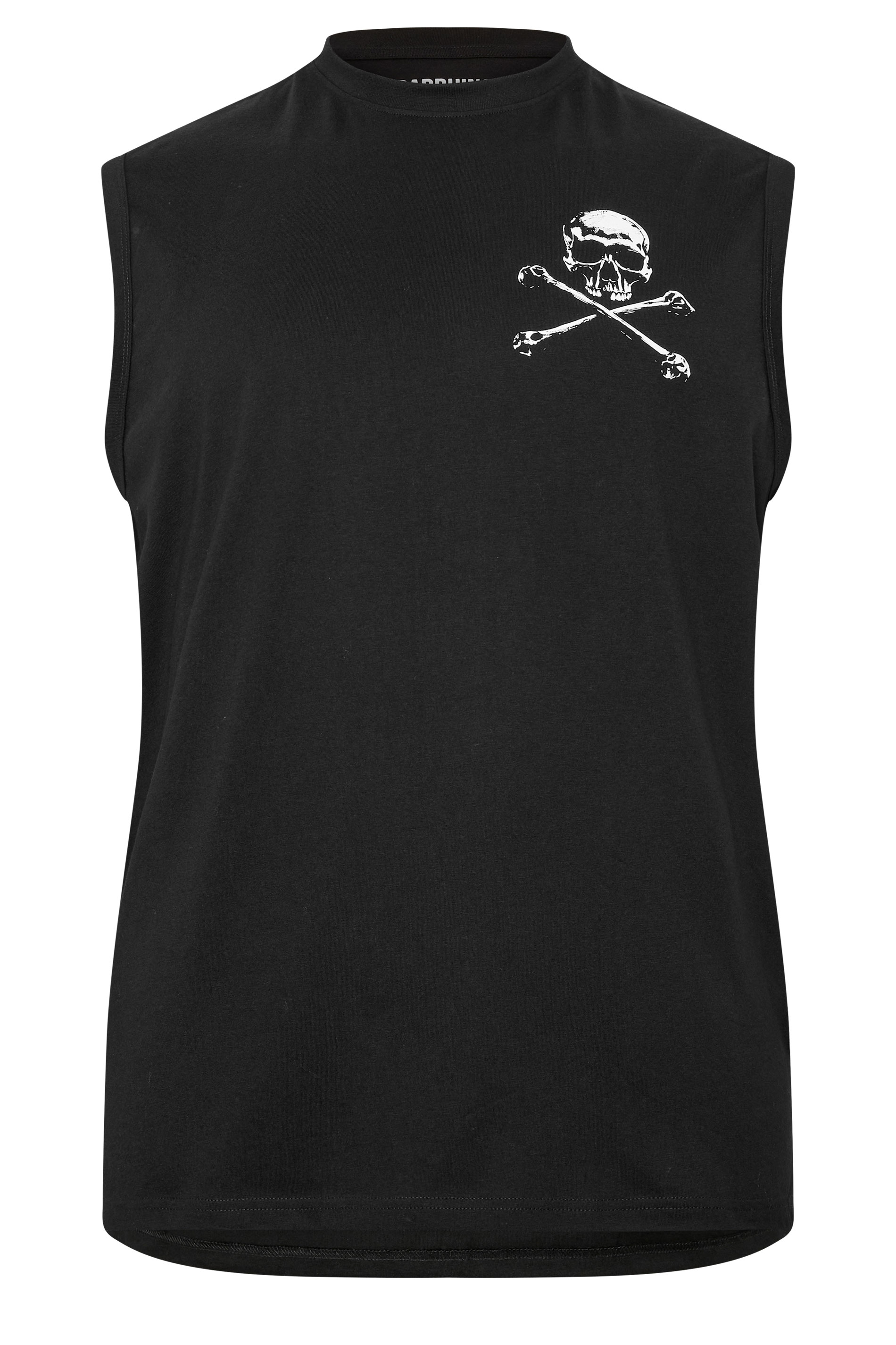 BadRhino Big & Tall Black Extra Long Skull & Crossbones Graphic Muscle Vest | BadRhino 6