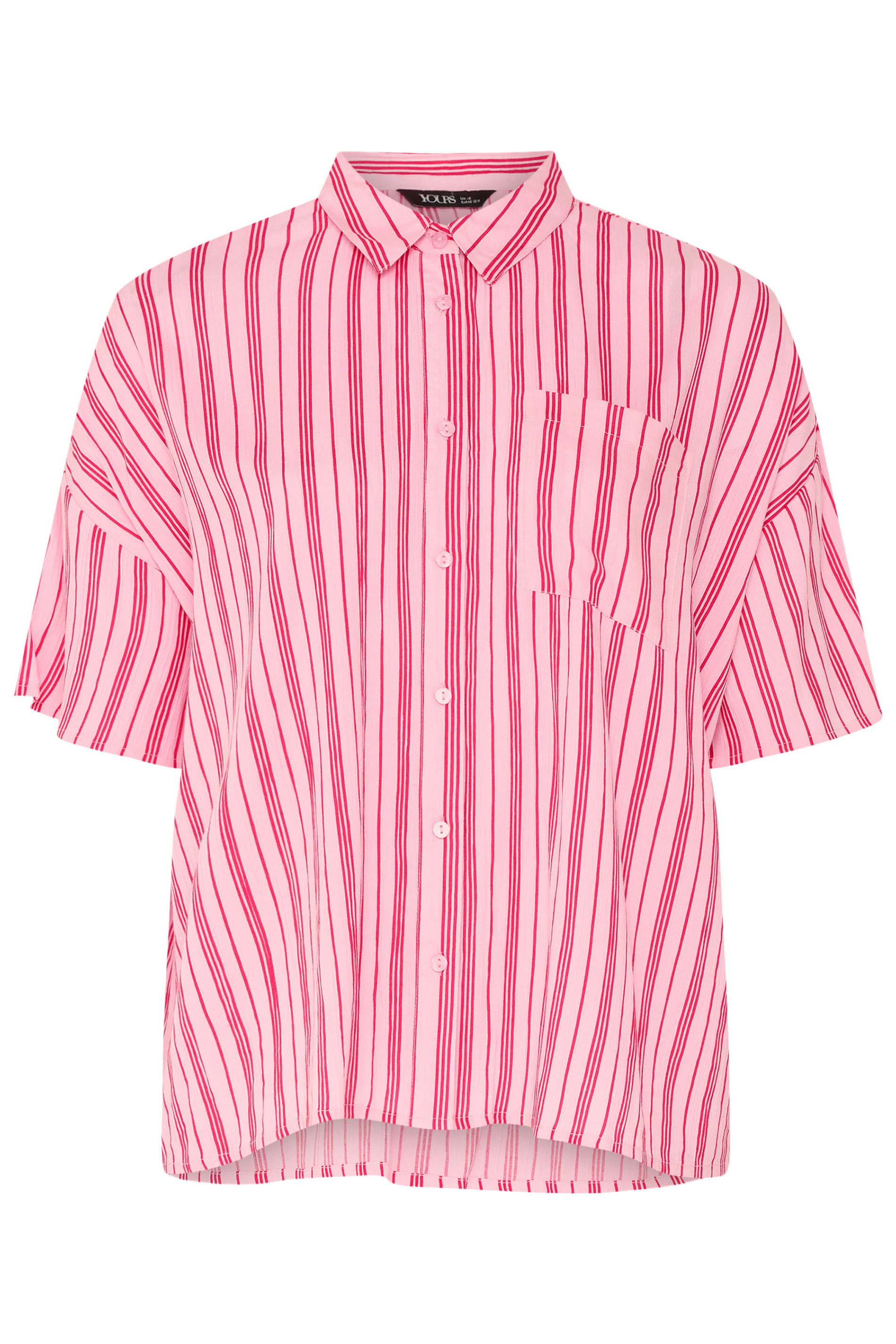 YOURS Plus Size Pink Stripe Crinkle Shirt | Yours Clothing 6