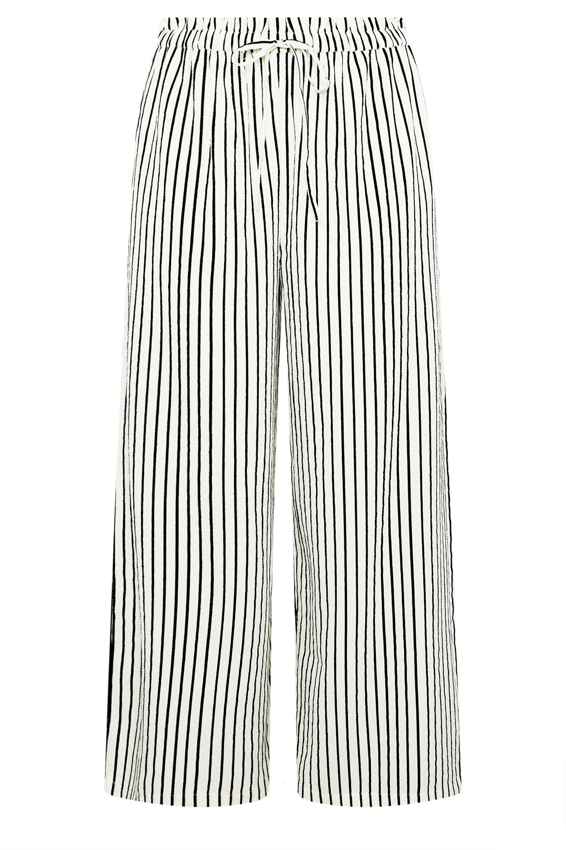 YOURS Plus Size White Stripe Paper Bag Waist Trousers | Yours Clothing 5