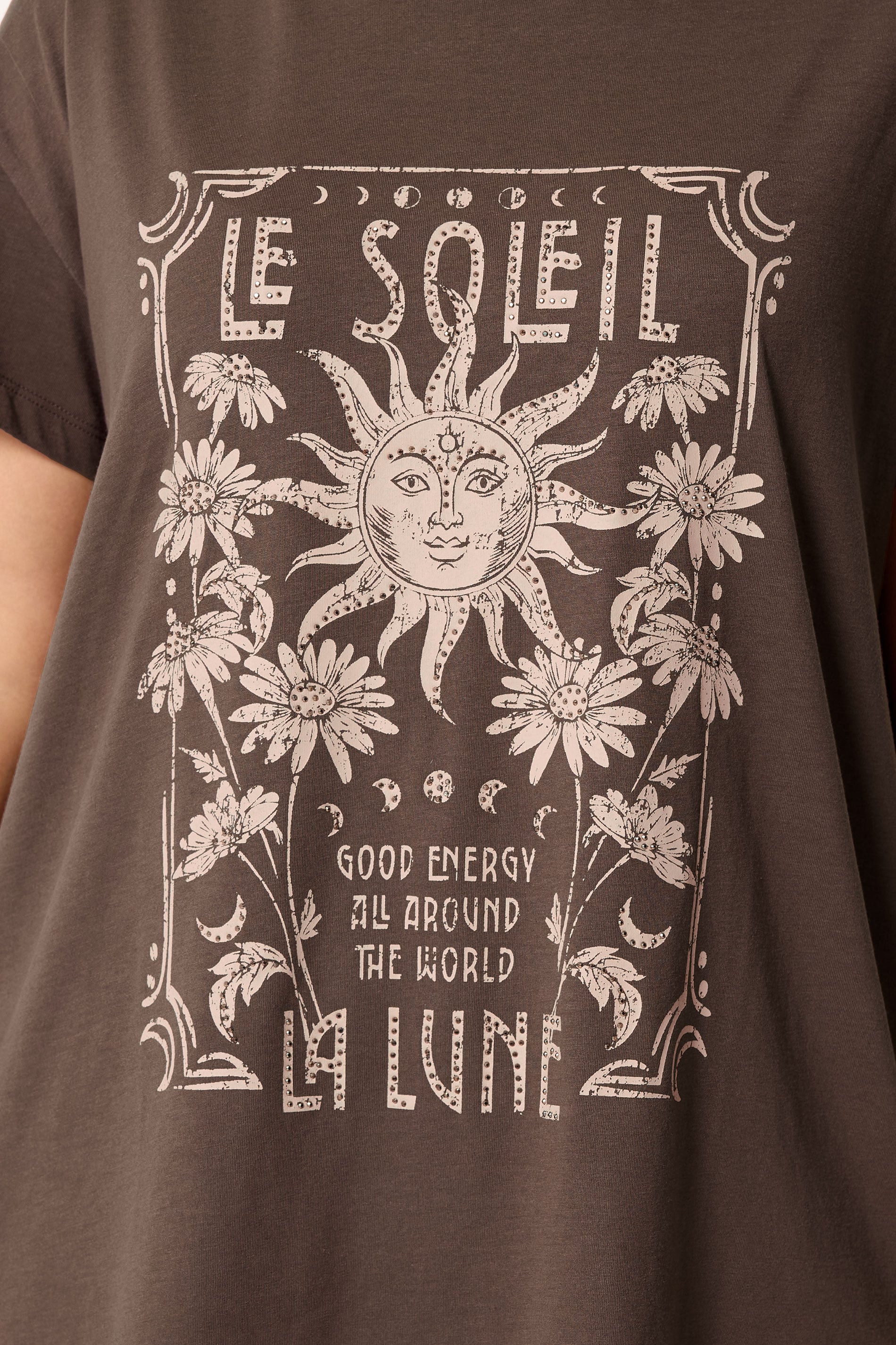 YOURS Plus Size Brown 'Le Soleil' Sun T-Shirt | Yours Clothing 4