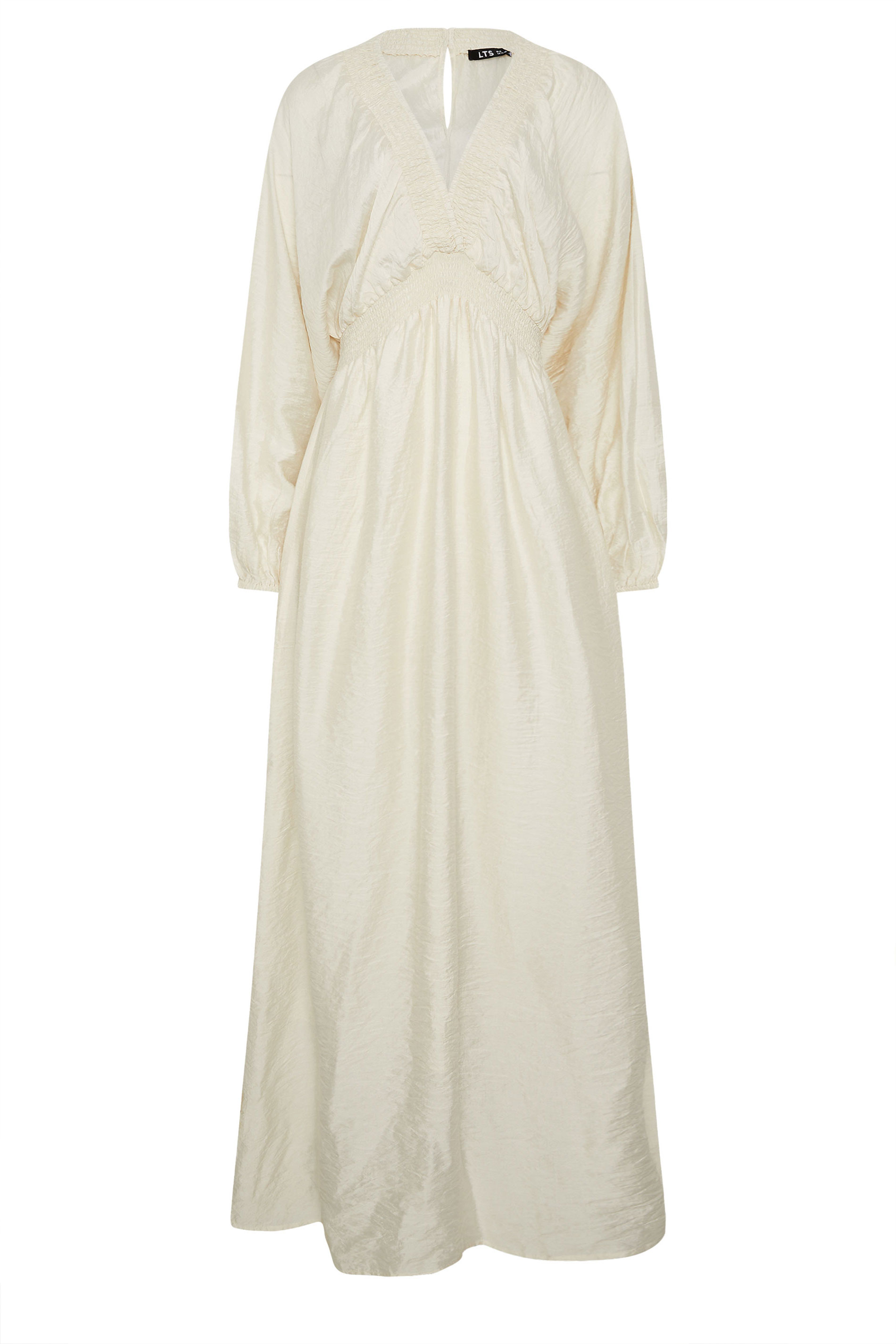 LTS Tall Women's Cream Textured Shirred Detail Maxi Dress | Long Tall Sally 7
