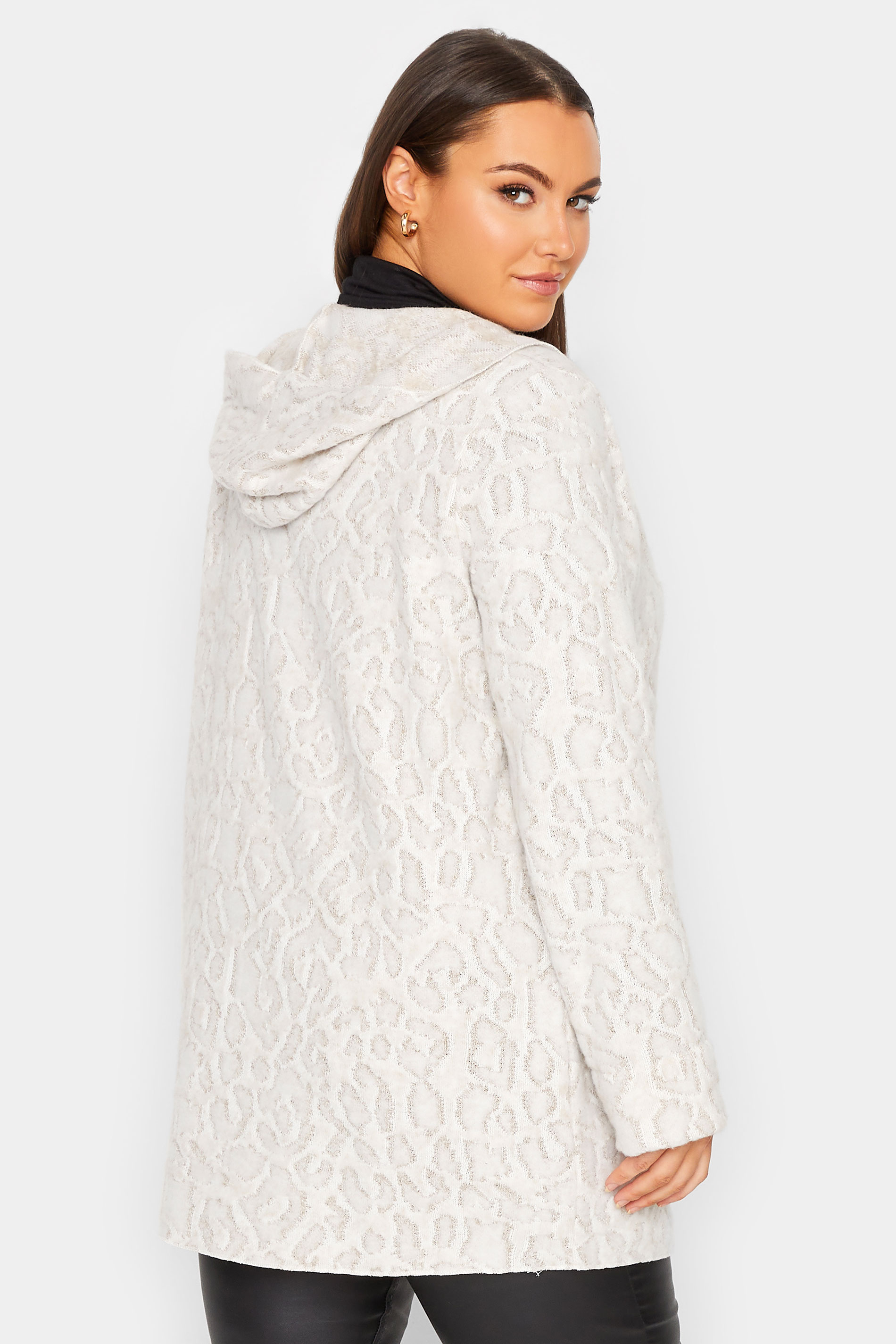 YOURS LUXURY Plus Size White Animal Print Hooded Faux Fur Jacket | Yours Clothing  3