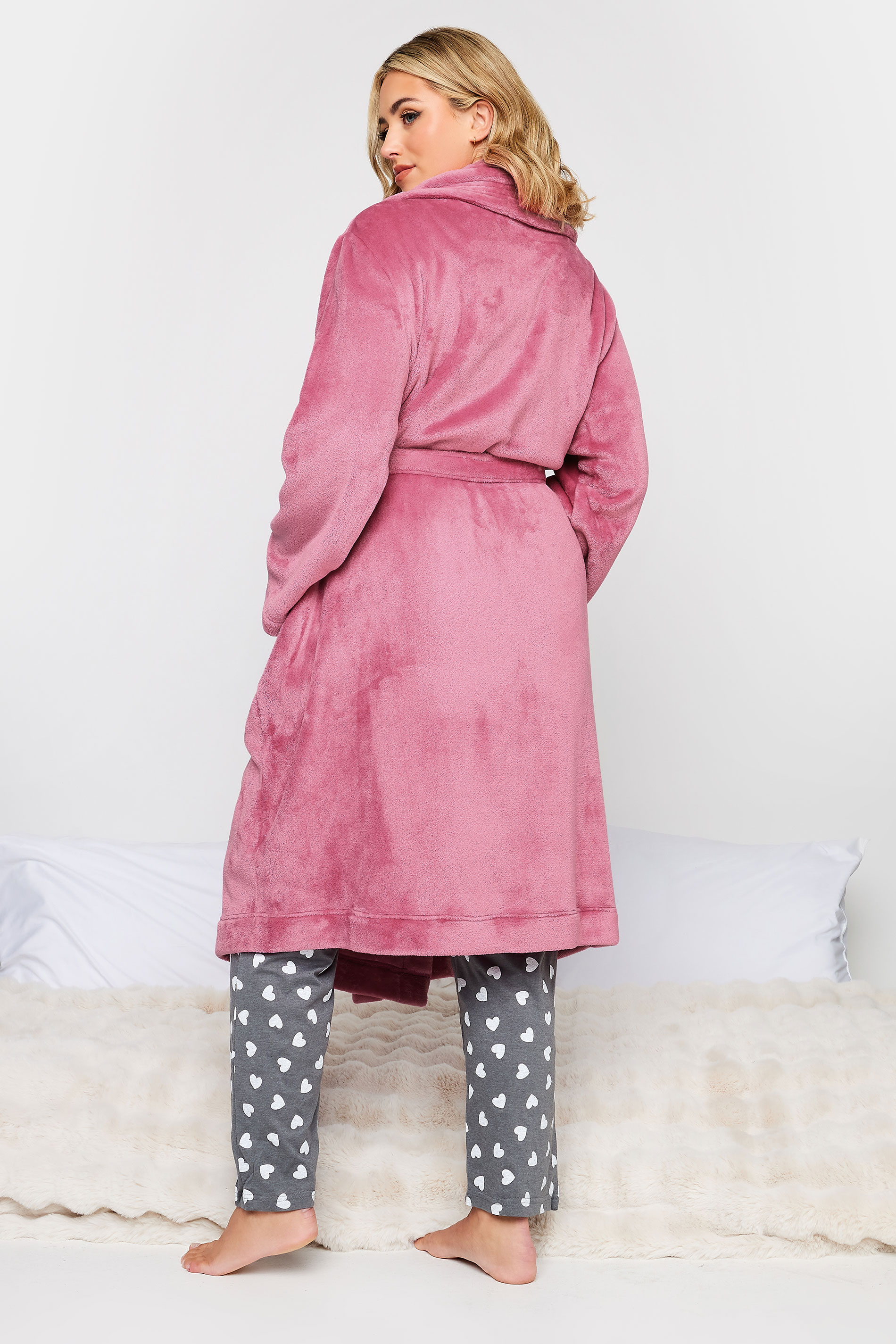 YOURS Plus Size Pink Essential Shawl Dressing Gown | Yours Clothing  3