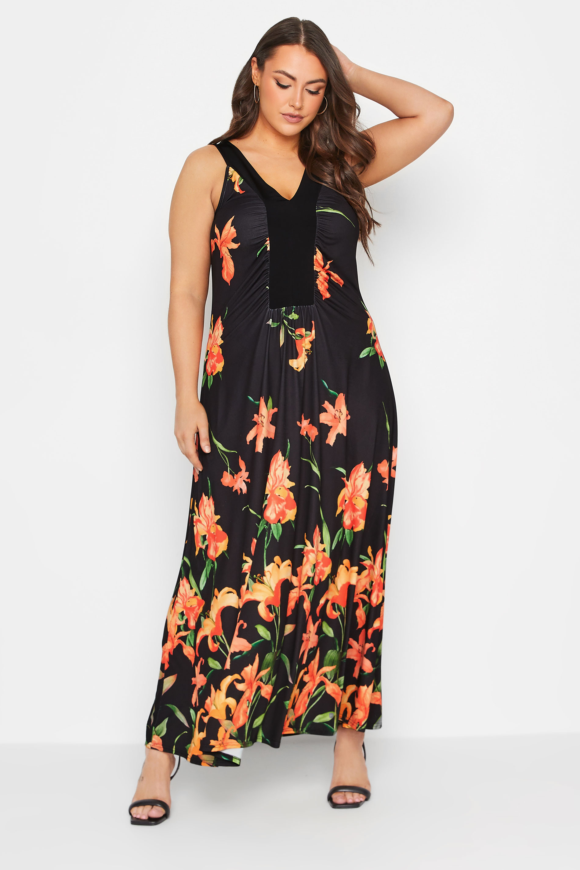 YOURS LONDON Curve Plus Size Black Floral Maxi Dress | Yours Clothing  1