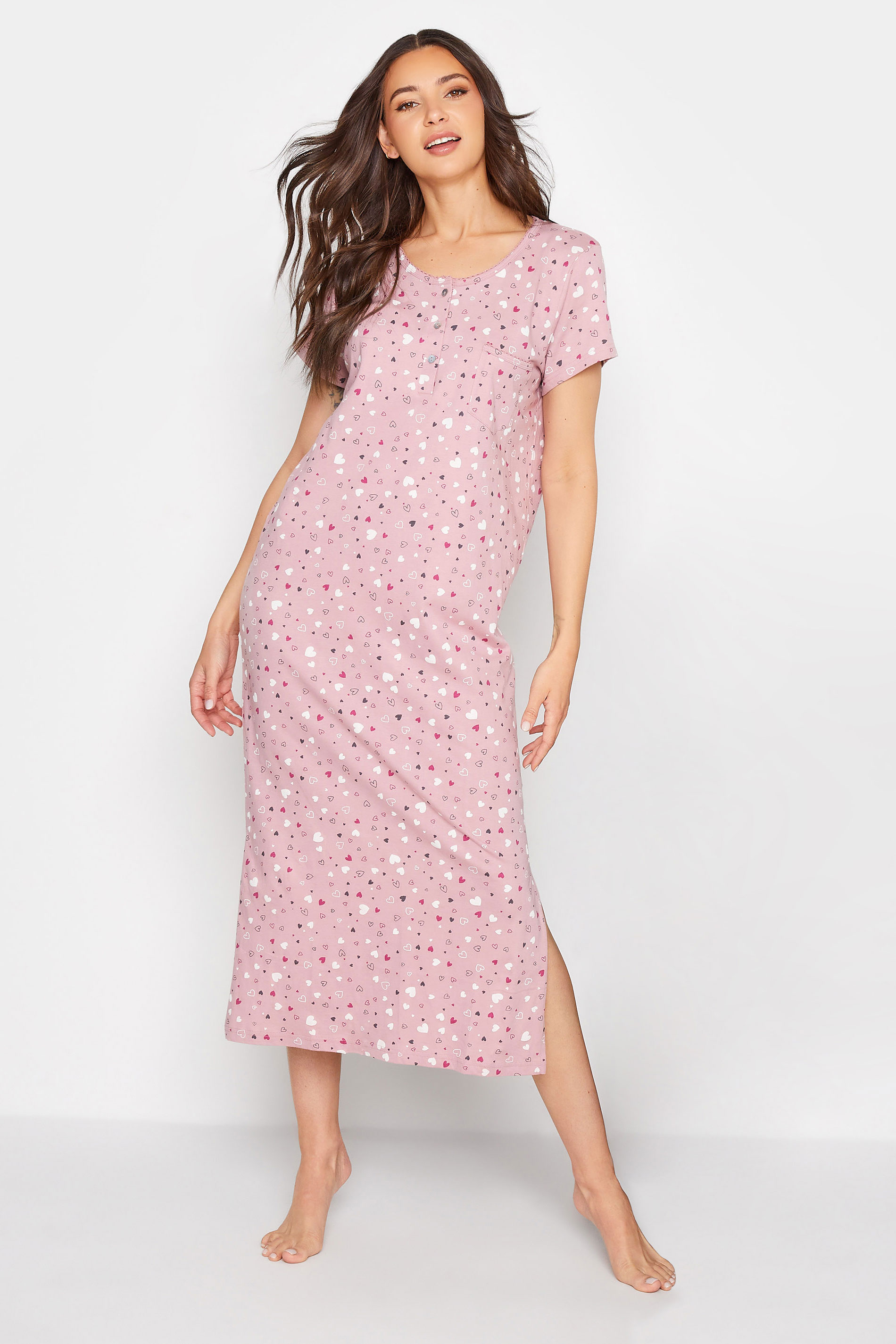 LTS Tall Pink Heart Print Cotton Nightdress 1