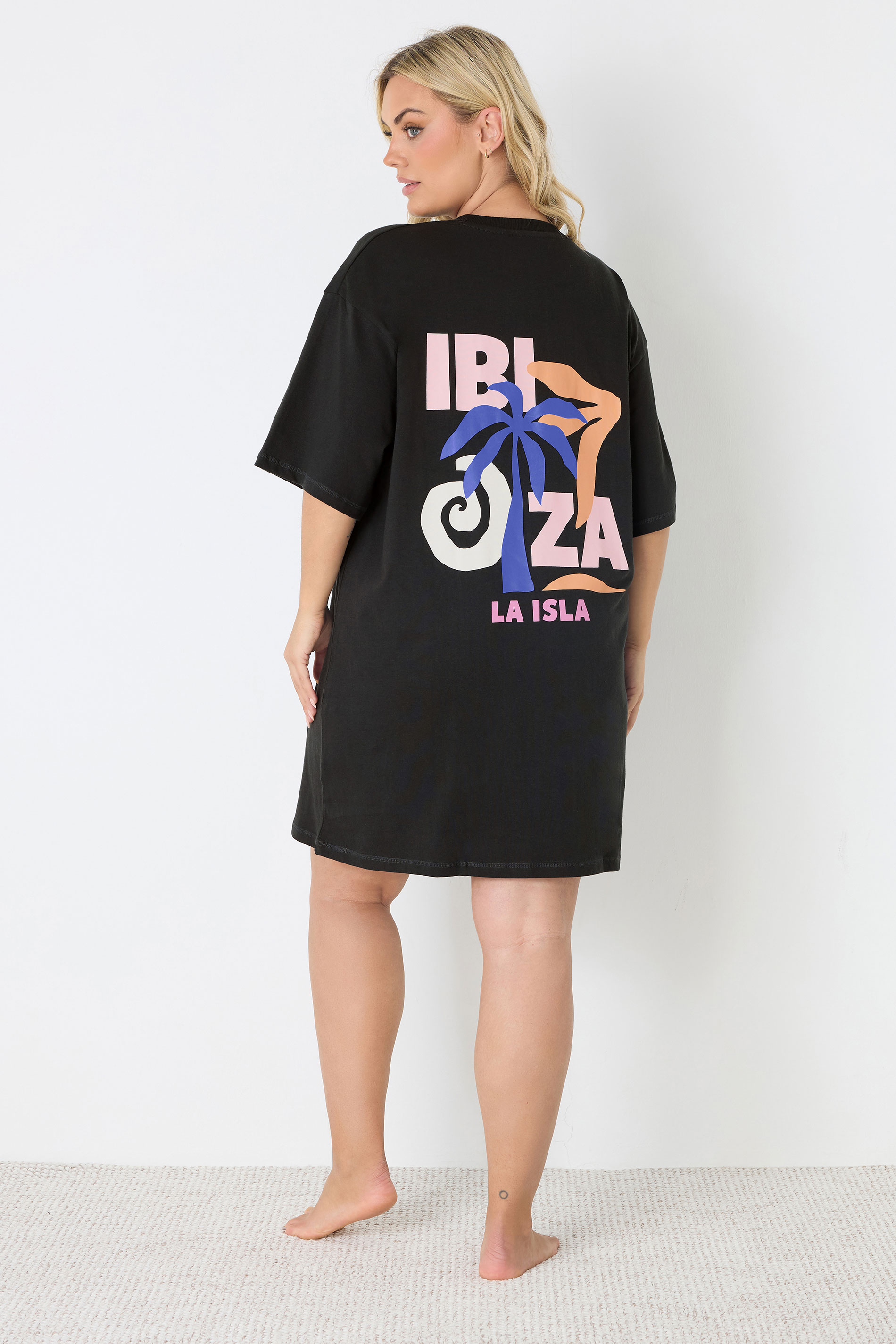 YOURS Plus Size Black 'Ibiza' Sleep Tee Nightdress | Yours Clothing 4