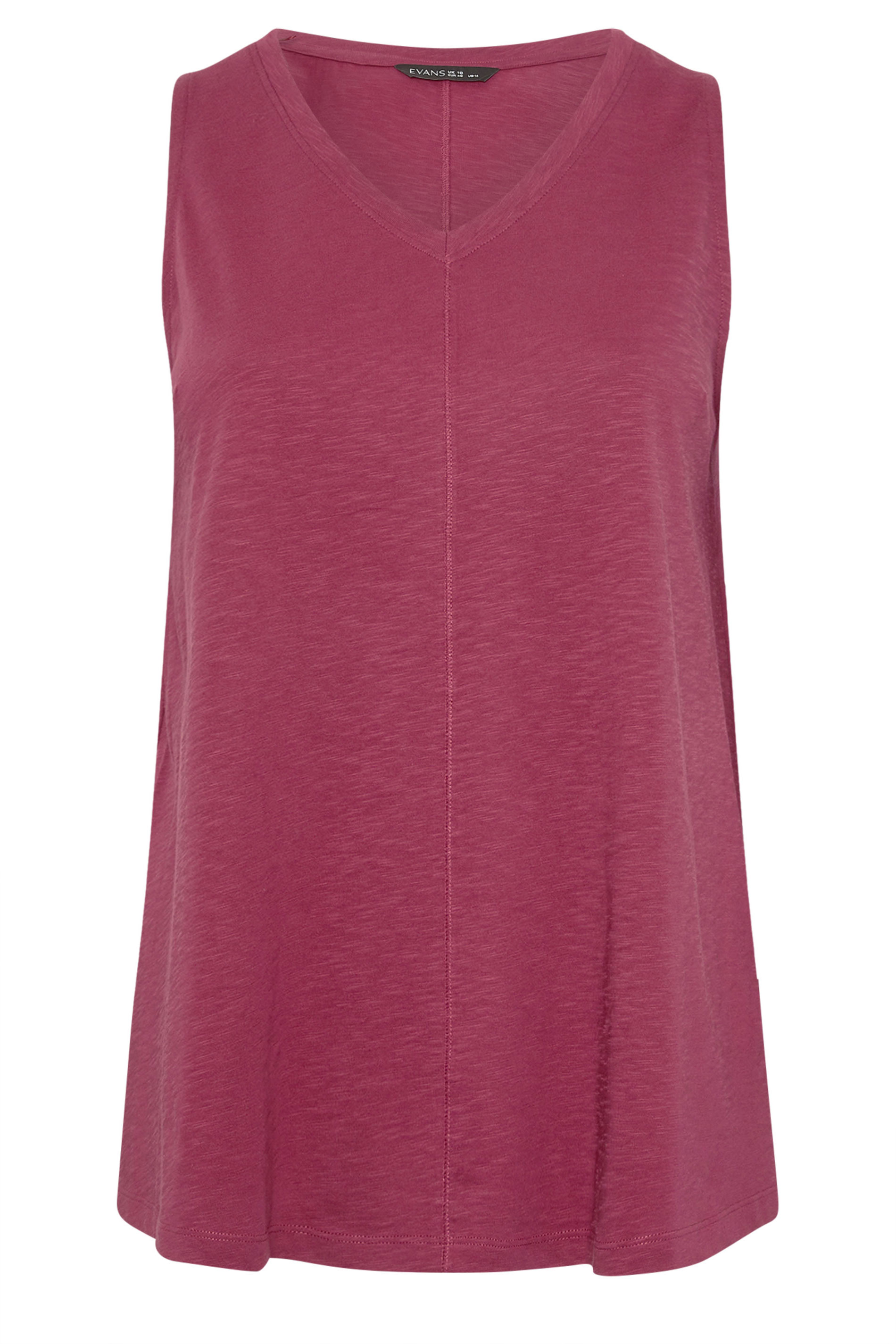 EVANS Plus Size 2 Pack Brown & Berry Red Cotton Vest Tops 8