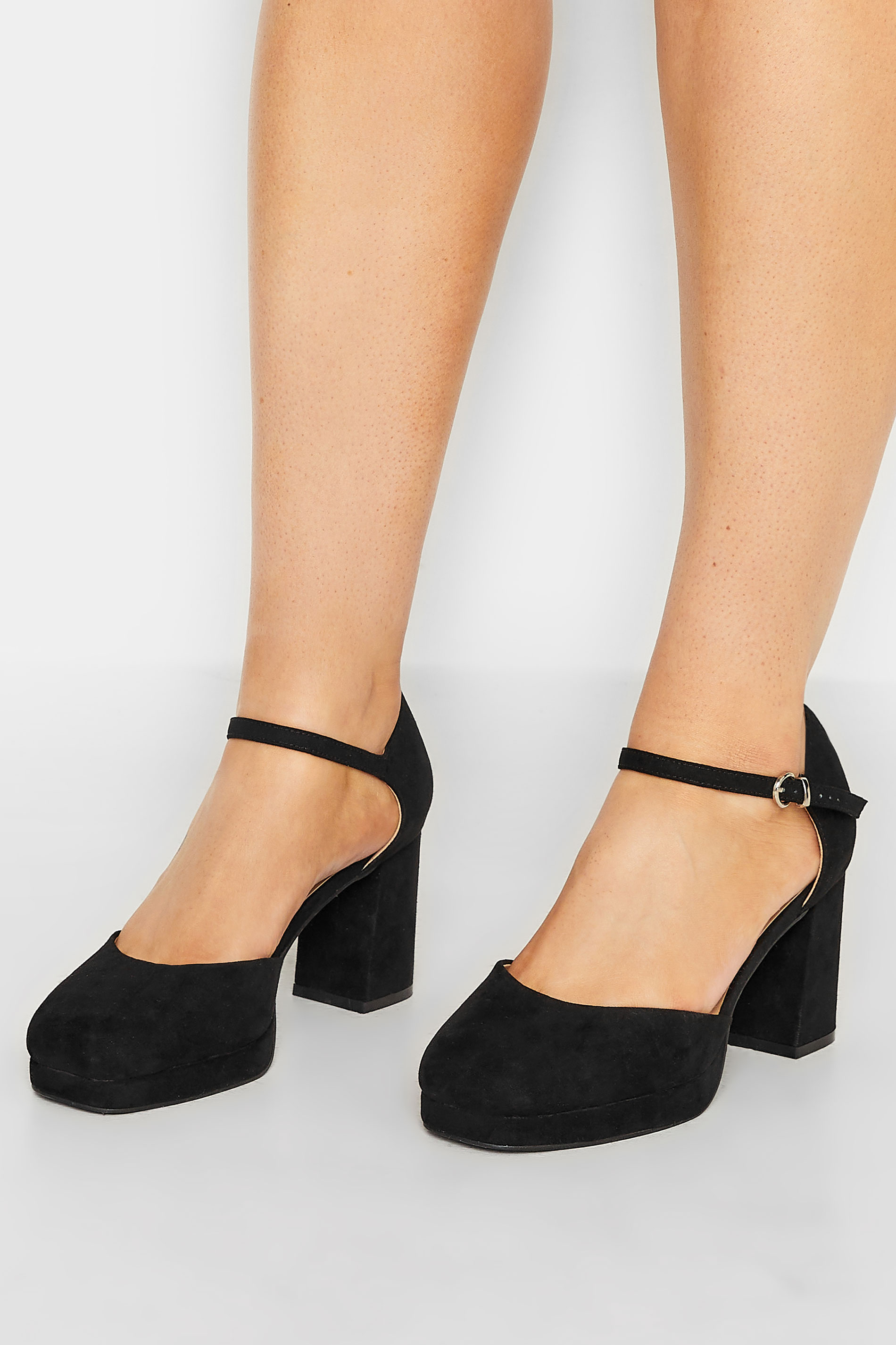 LIMITED COLLECTION Black Platform Court Shoes In Extra Wide EEE Fit | Yours Clothing 1