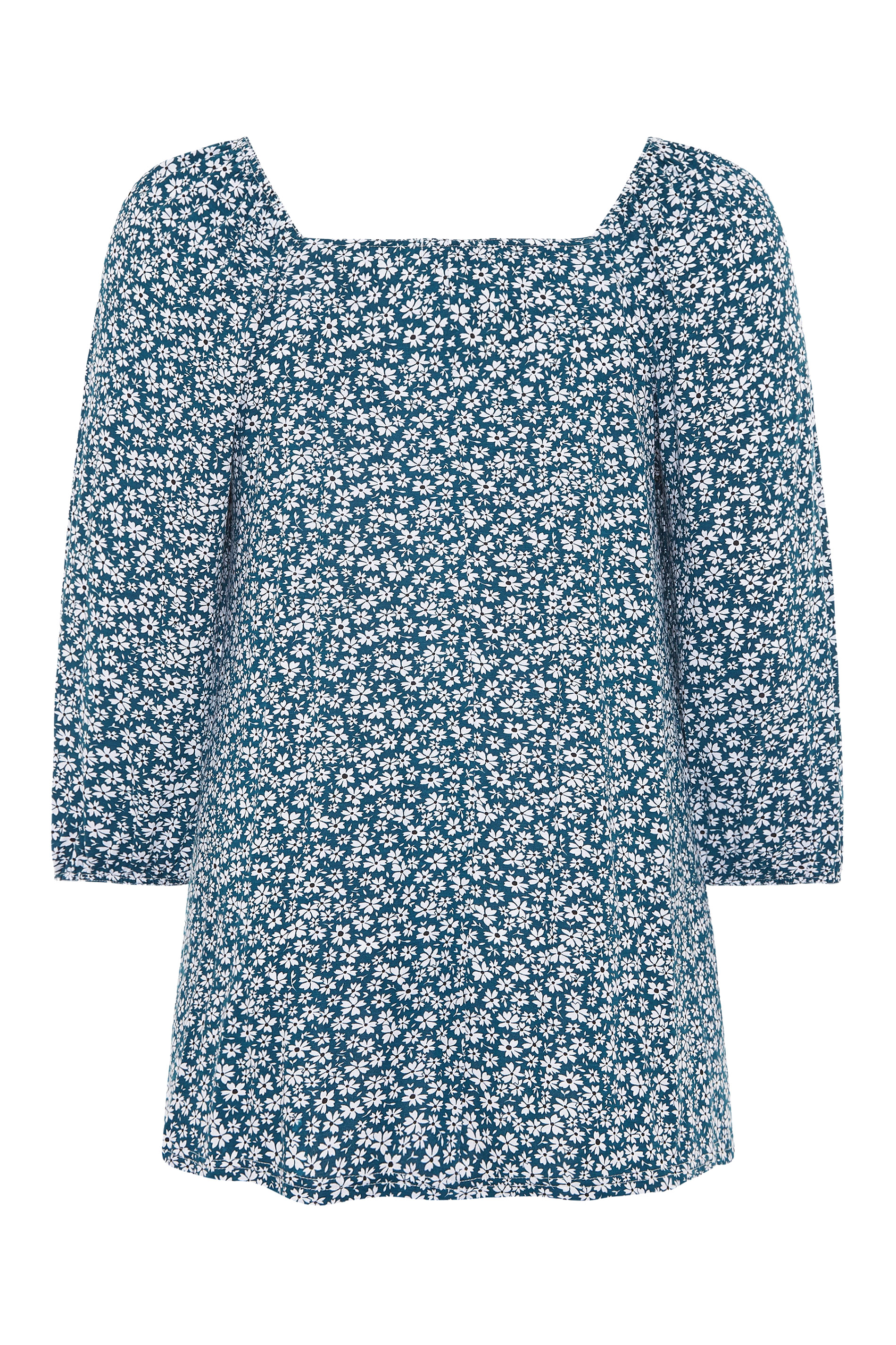 LIMITED COLLECTION Teal Daisy Print Top | Yours Clothing