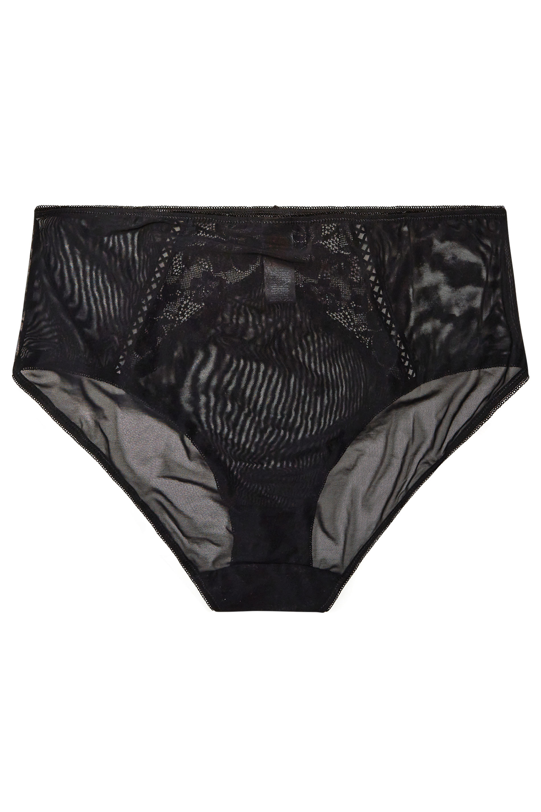 YOURS Plus Size Black Contrast Lace High Waisted Brief
