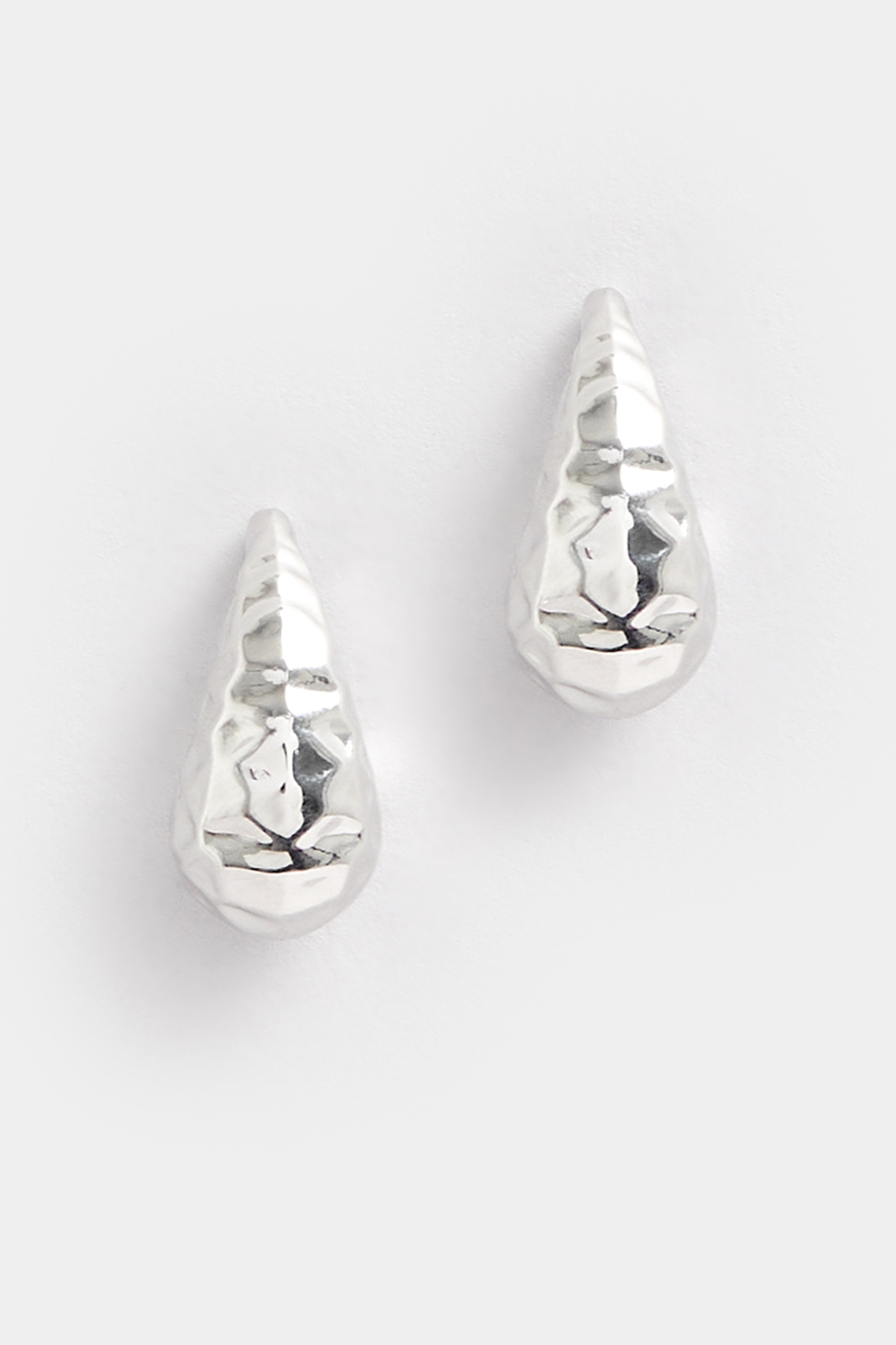 Silver Tone Textured Hoop Earrings | Yours Clothing 2