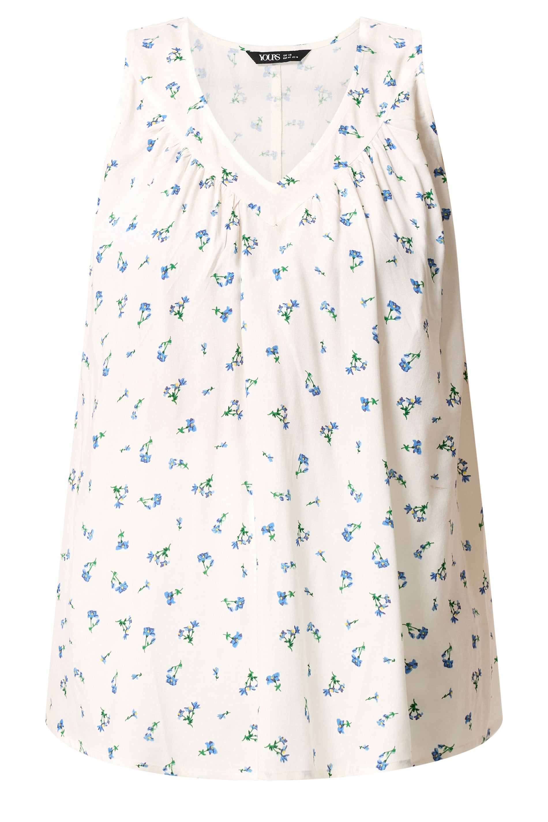 YOURS Plus Size White Ditsy Floral Vest Top | Yours Clothing 5