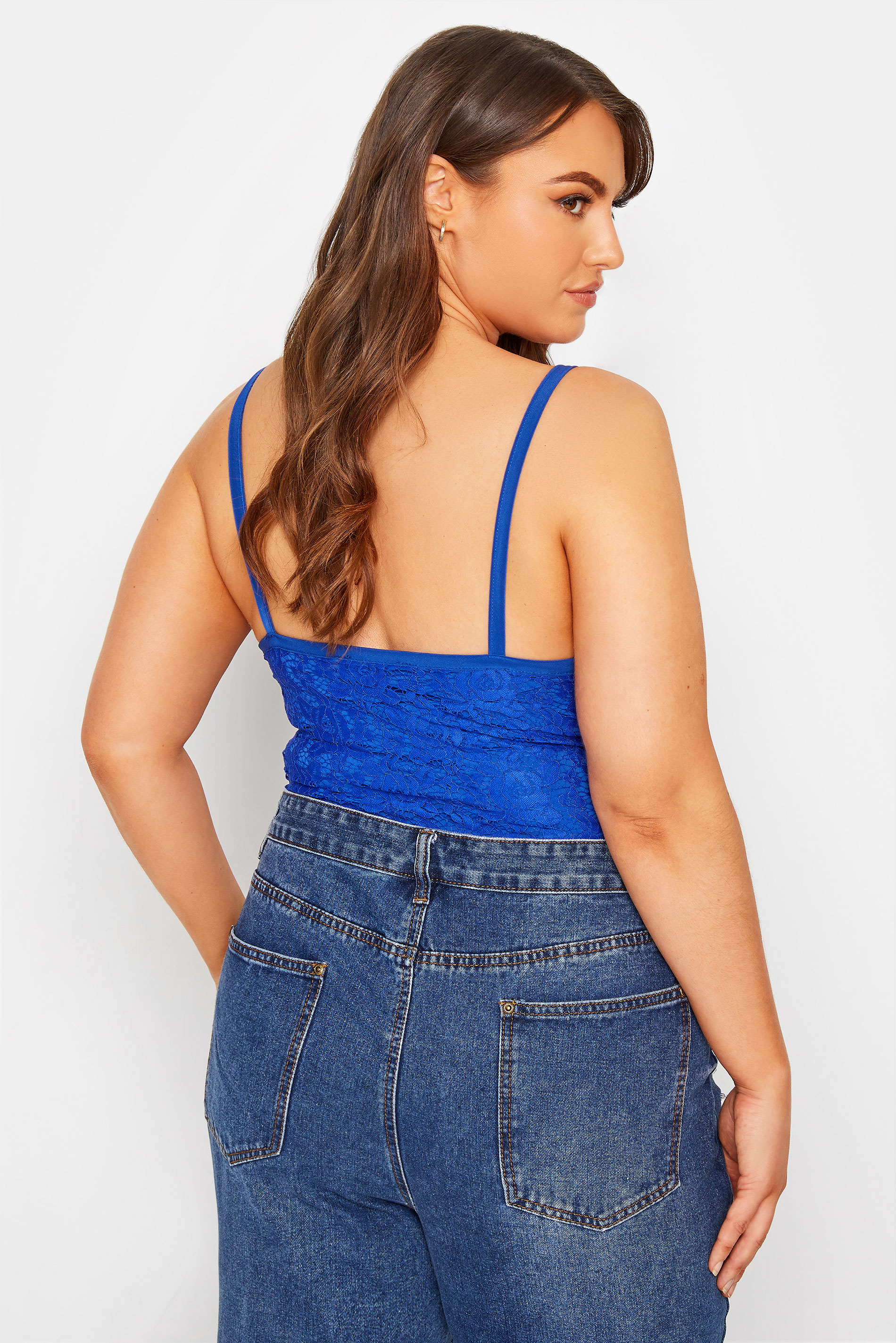 LIMITED COLLECTION Plus Size Cobalt Blue Lace Bodysuit | Yours Clothing 3