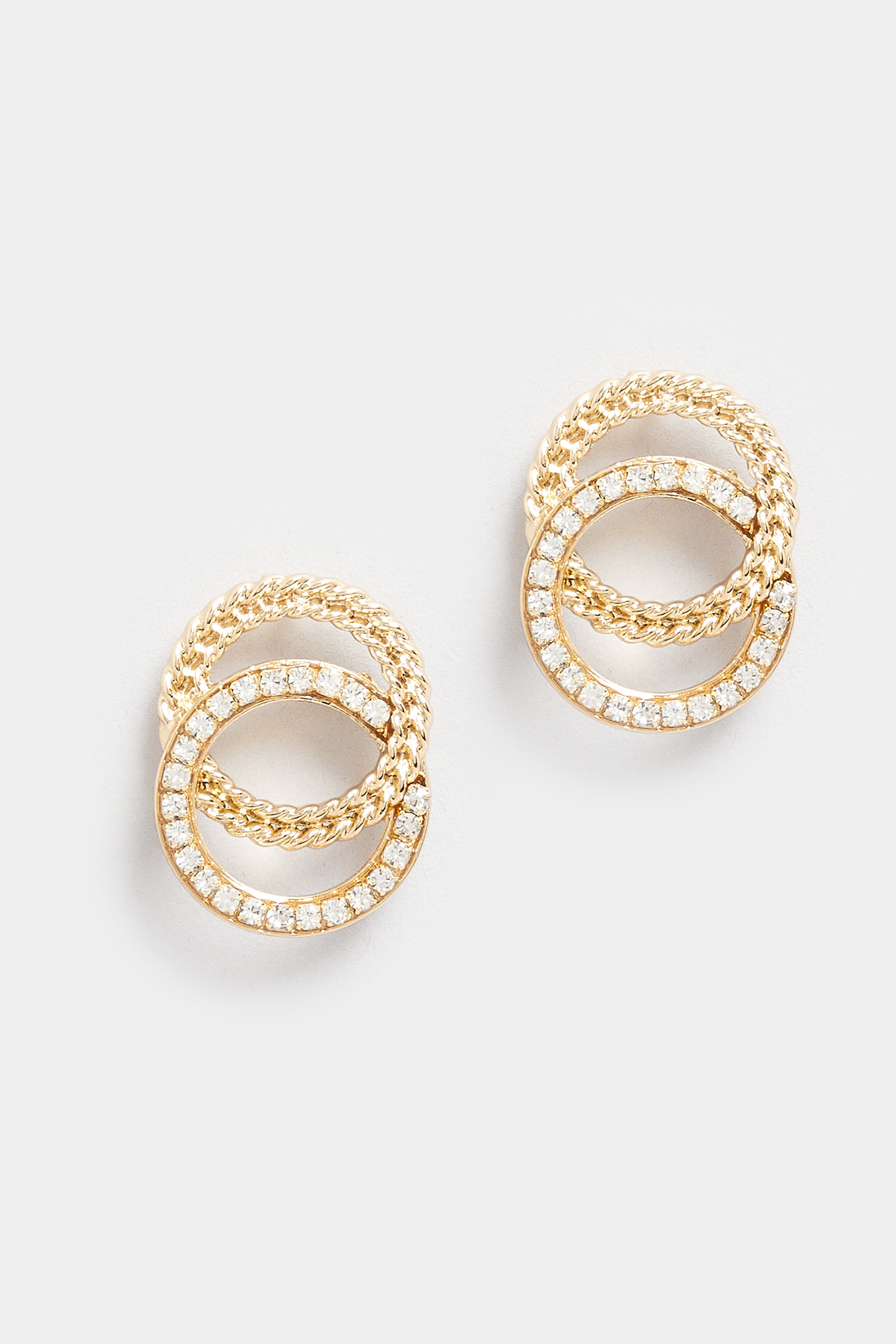 Gold Tone Diamante Double Twisted Circle Earrings | Yours Clothing 2