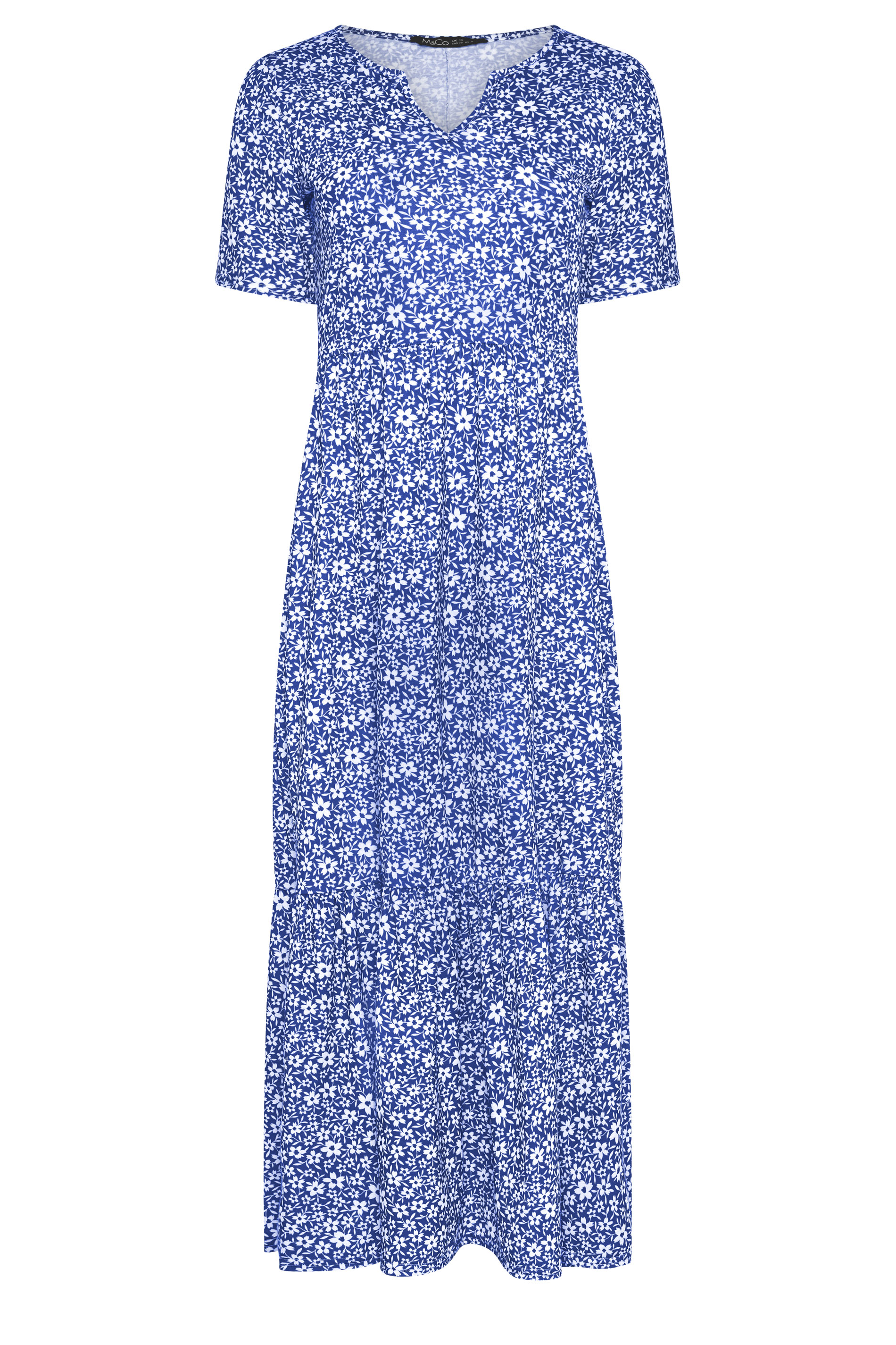 M&Co Navy Blue Floral Notch Neck Maxi Dress | M&Co 1