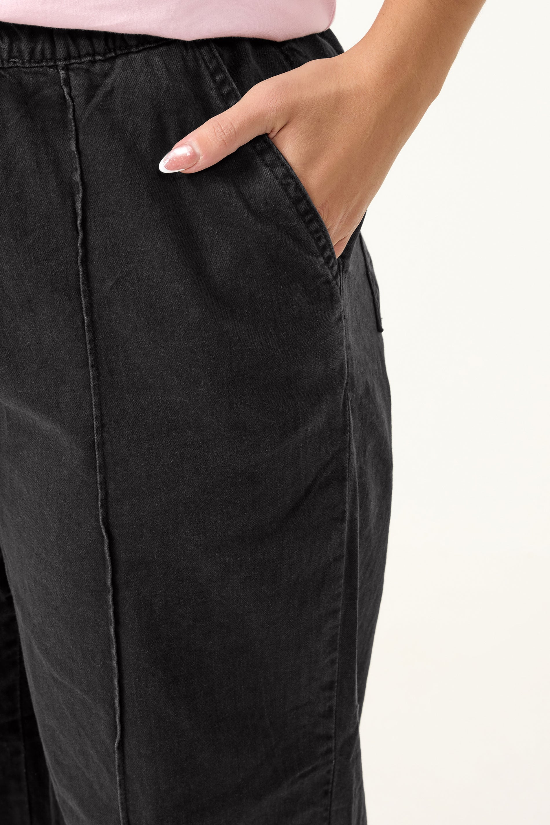 YOURS Plus Size Black Seam Front Wide Leg Jeans | Yours Clothing 4