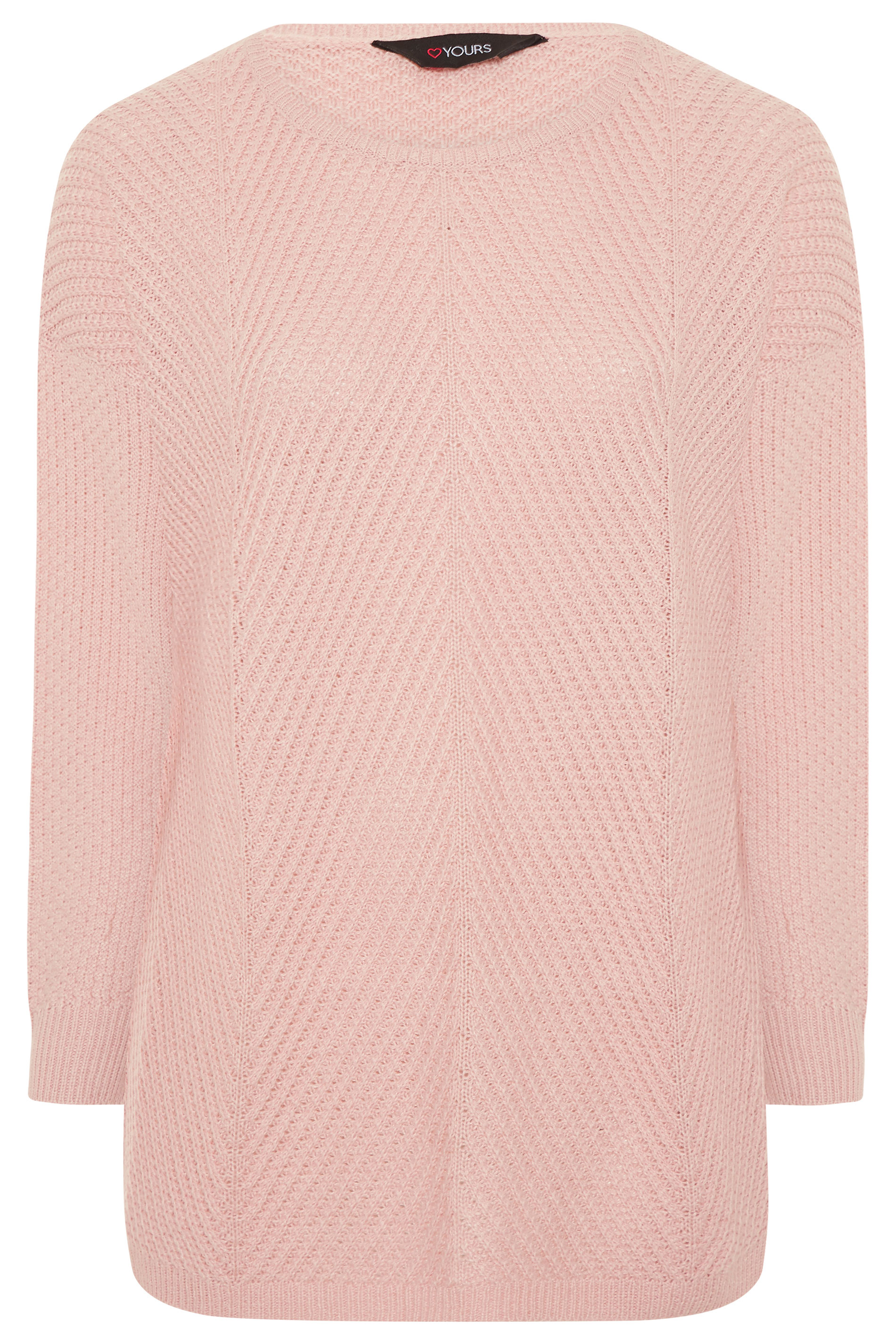 Pink Oversized Knitted Jumper | Yours Clothing