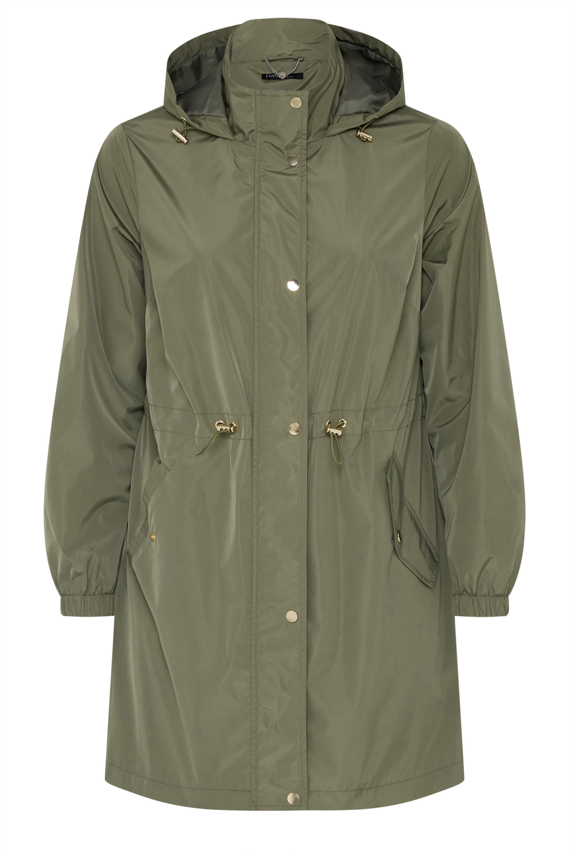 EVANS Plus Size Khaki Green Lightweight Rain Jacket | Evans 7