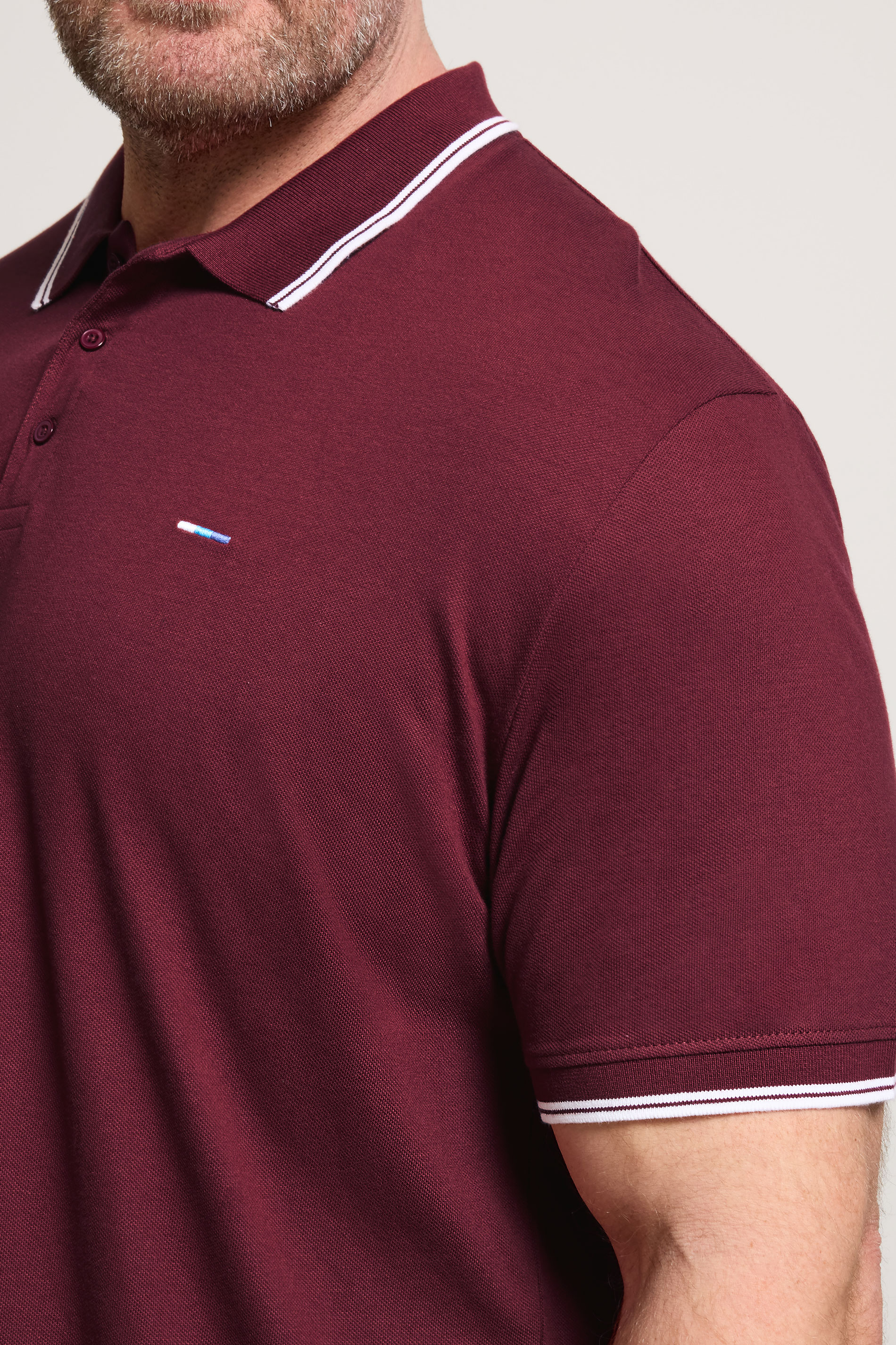 BadRhino Big & Tall Burgundy Red Tipped Polo Shirt | BadRhino 4