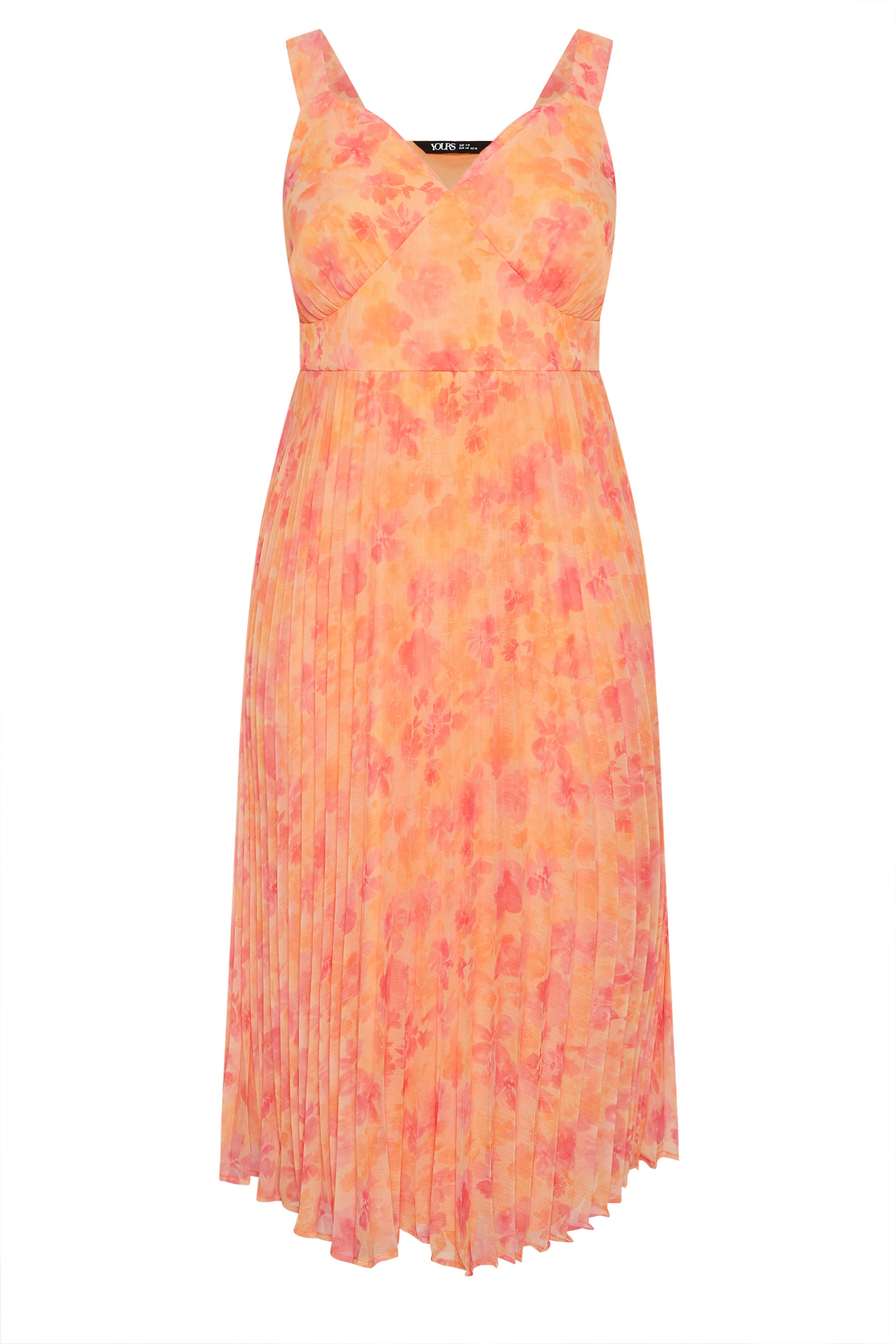 YOURS Plus Size Orange Floral Pleated Dress | Yours Clothing 6