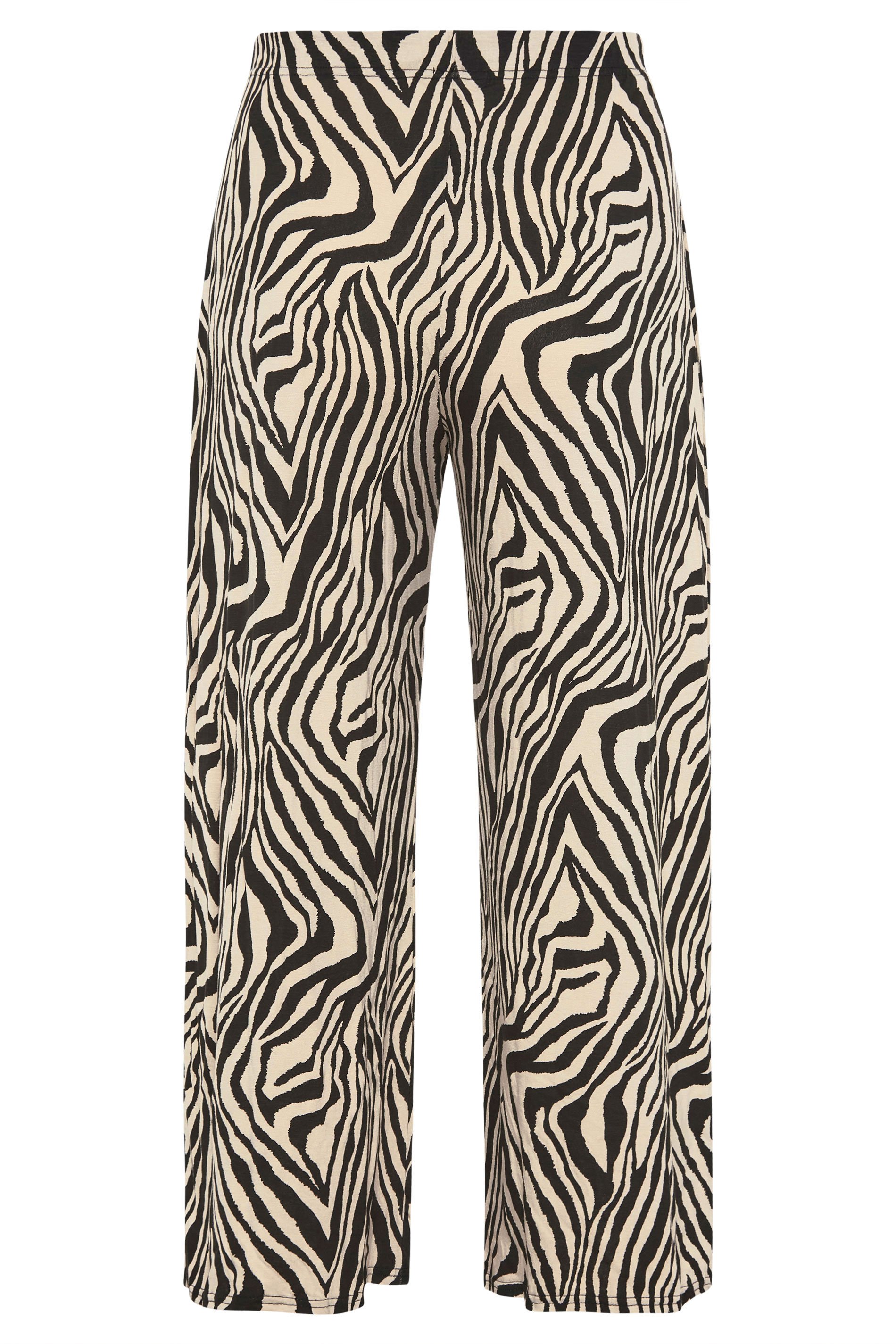 Black Zebra Print Wide Leg Trouser | Yours Clothing