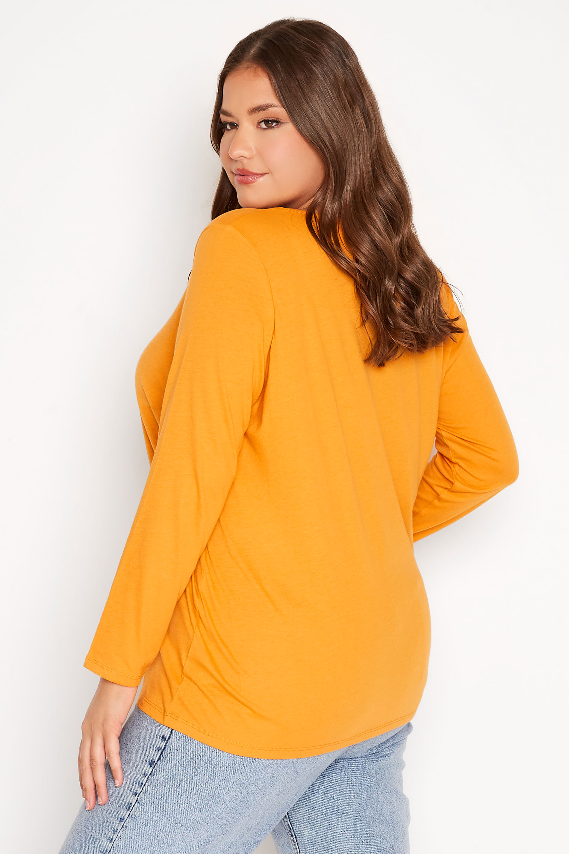Plus Size Mustard Yellow Long Sleeve T-Shirt | Yours Clothing  3