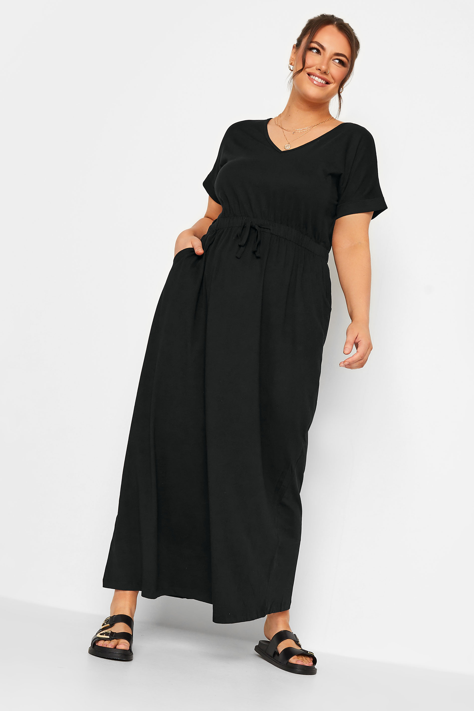 YOURS Plus Size Black Maxi T-Shirt Dress | Yours Clothing 3