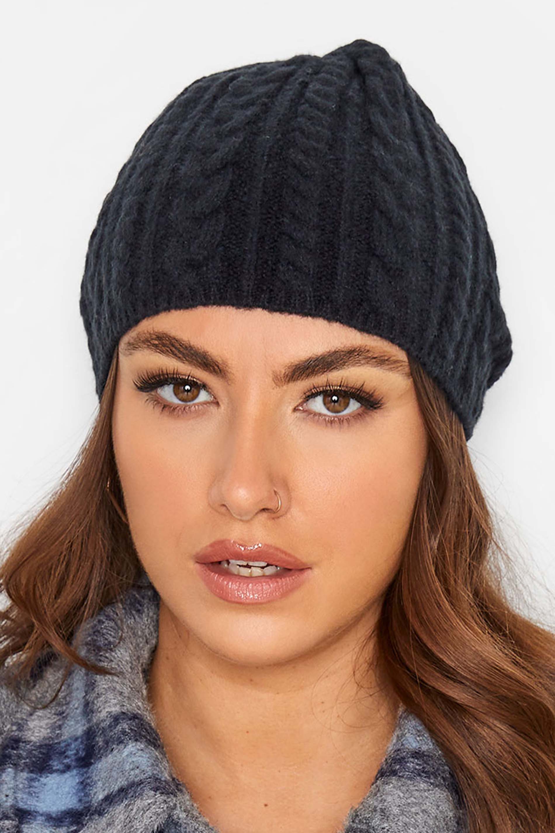 Black Cable Beanie Hat | Yours Clothing 1