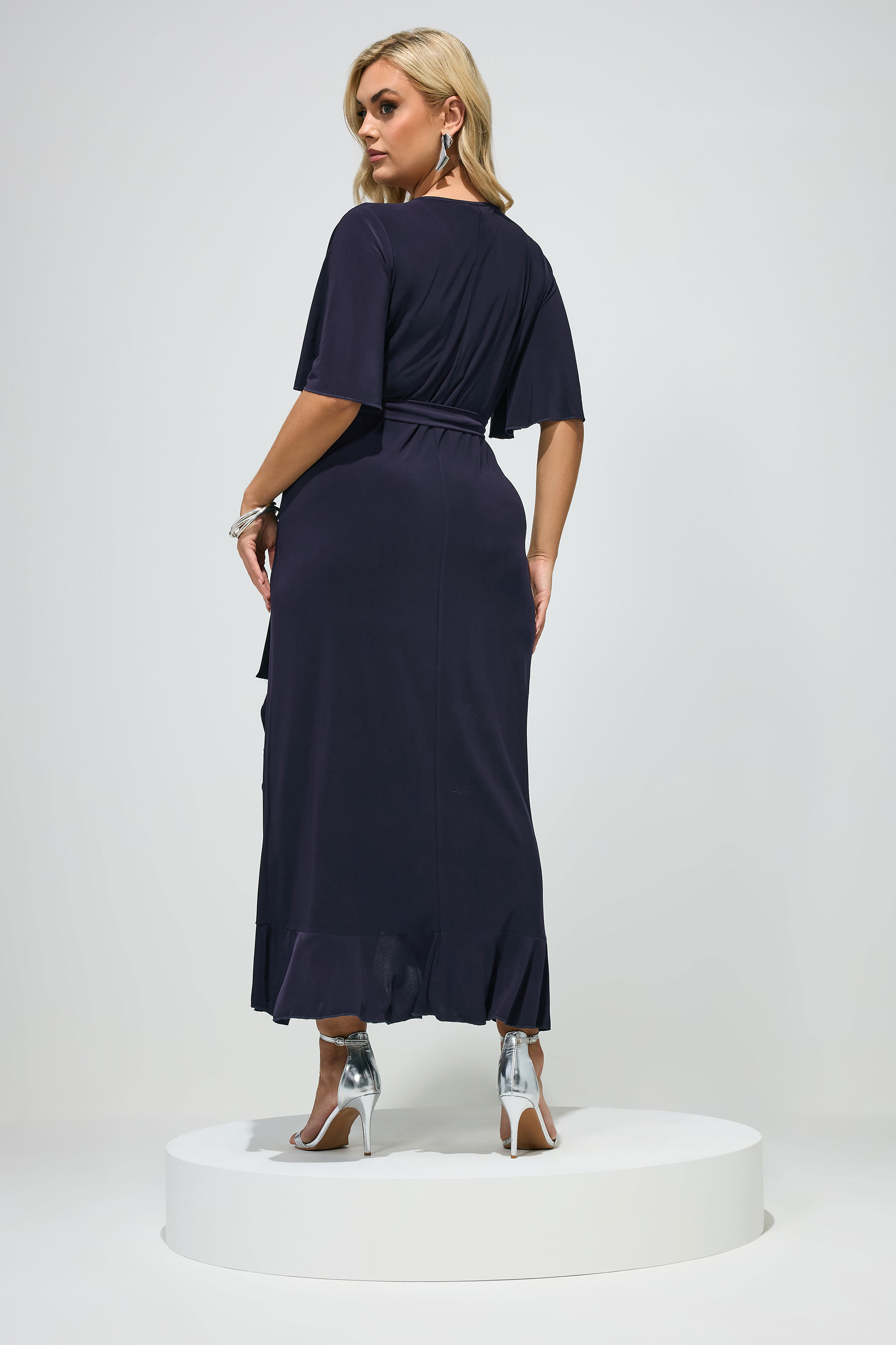 YOURS LONDON Plus Size Navy Blue Wrap Dress | Yours Clothing 2