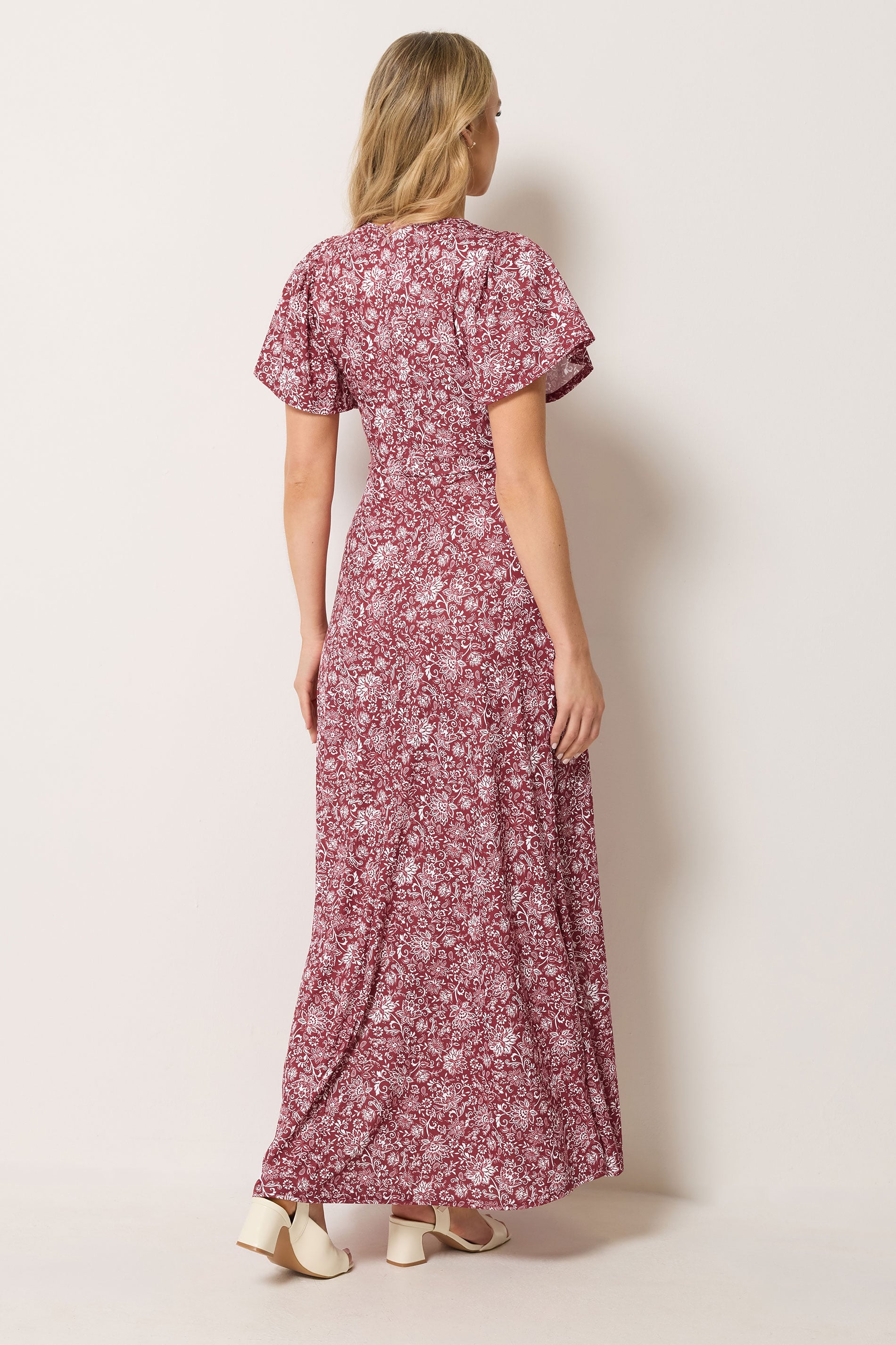 LTS Tall Women's Burgundy Red Paisley Wrap Maxi Dress | Long Tall Sally 2