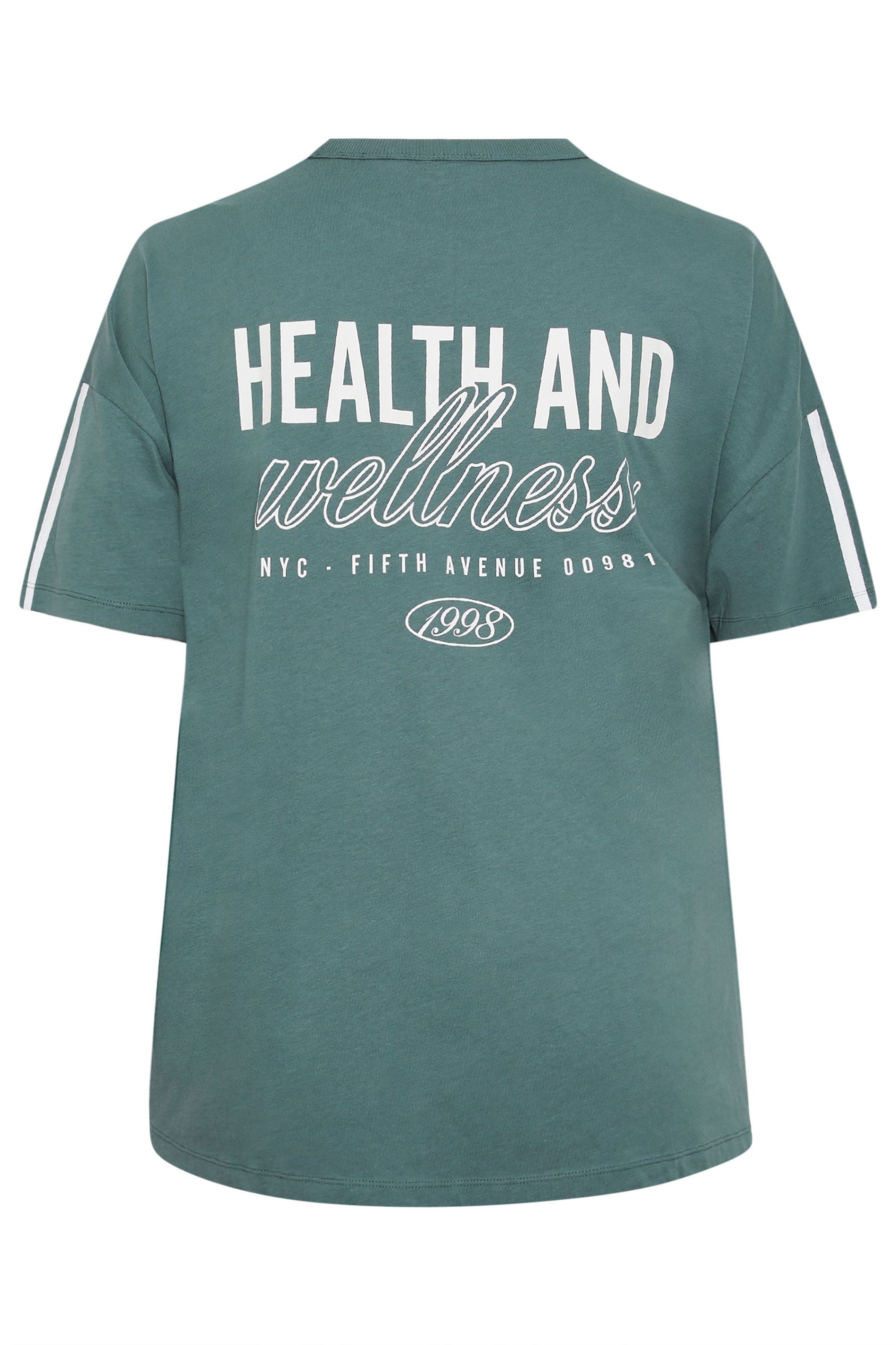 YOURS ACTIVE Plus Size  Blue 'Health & Wellness' T-Shirt | Yours Clothing 9