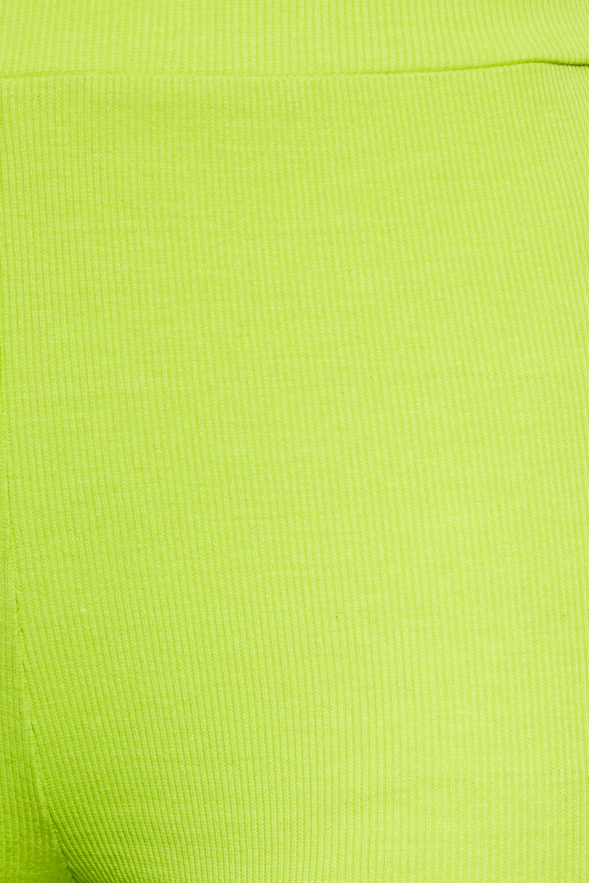 YOURS Plus Size Lime Green Ribbed Cycling Shorts | Yours Clothing 3