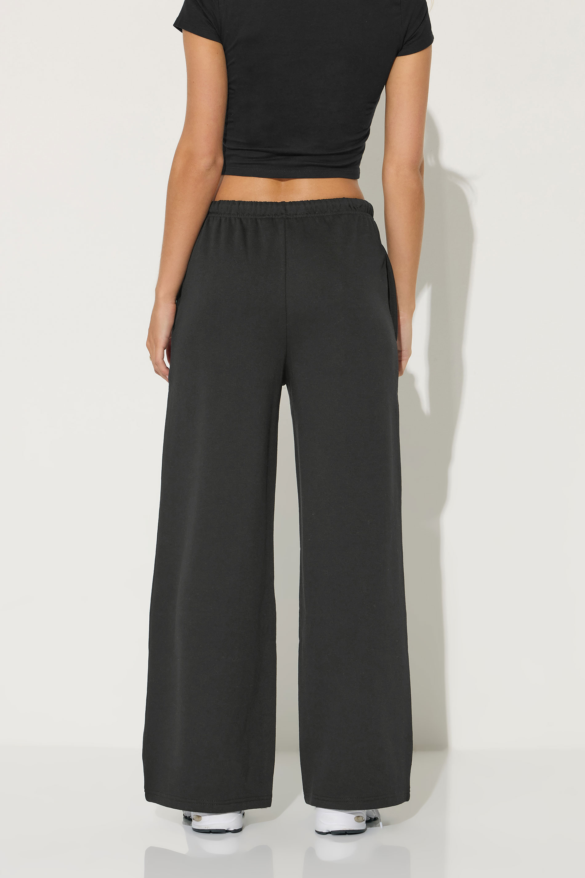 PixieGirl Petite Women's Black Drawstring Wide Leg Joggers | PixieGirl 2