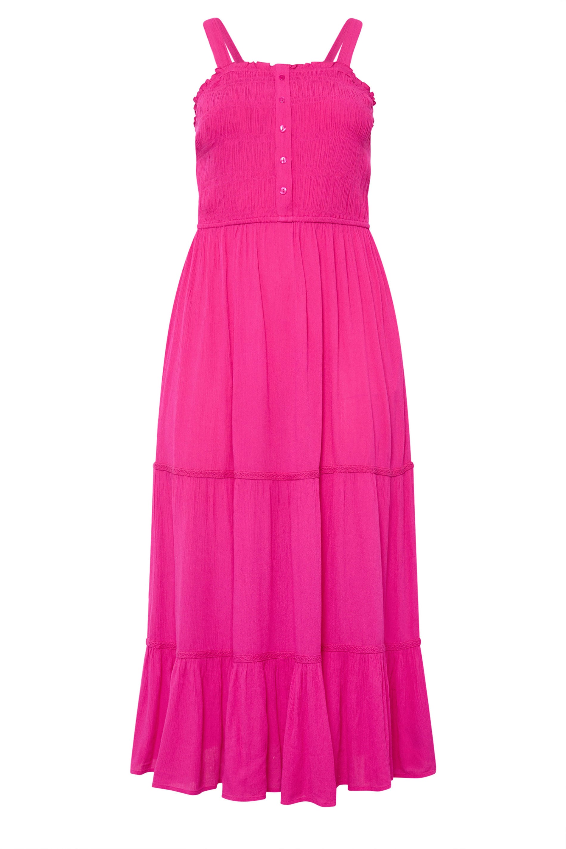 YOURS Plus Size Pink Shirred Placket Dress | Yours Clothing 5