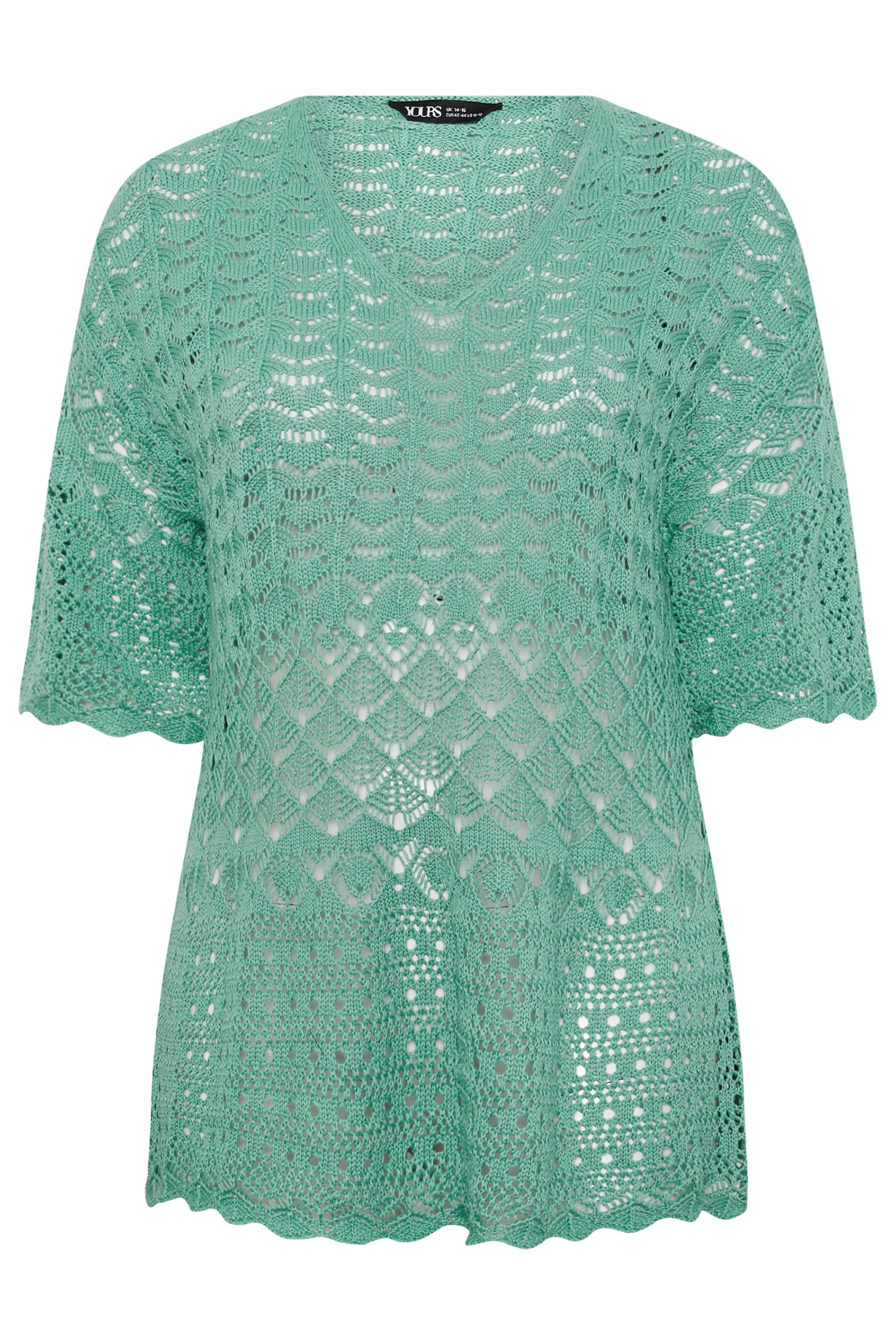 YOURS Plus Size Blue Crochet Tunic Top | Yours Clothing 5
