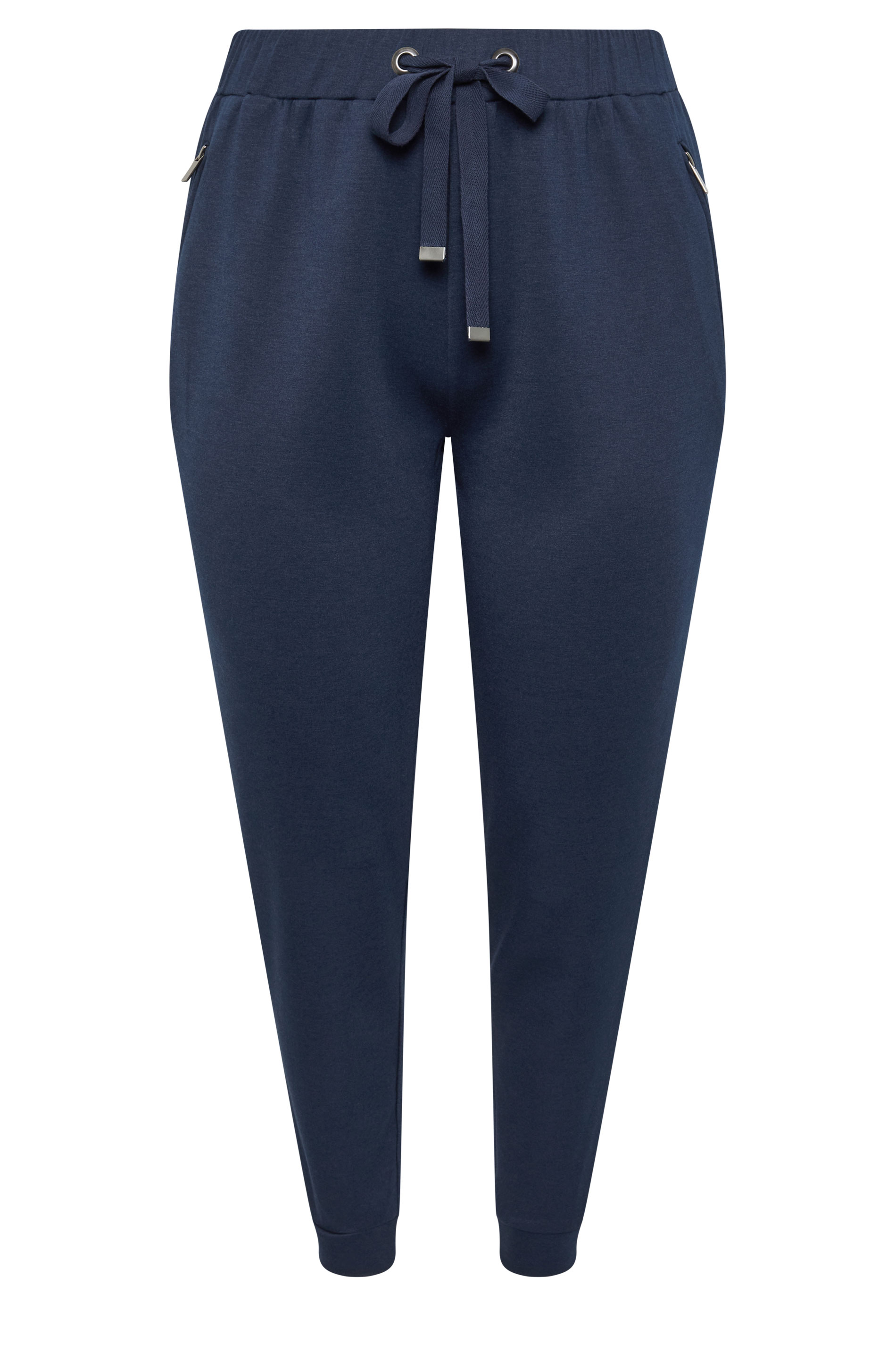 EVANS Plus Size Navy Luxe Zip Pocket Joggers | Evans 5