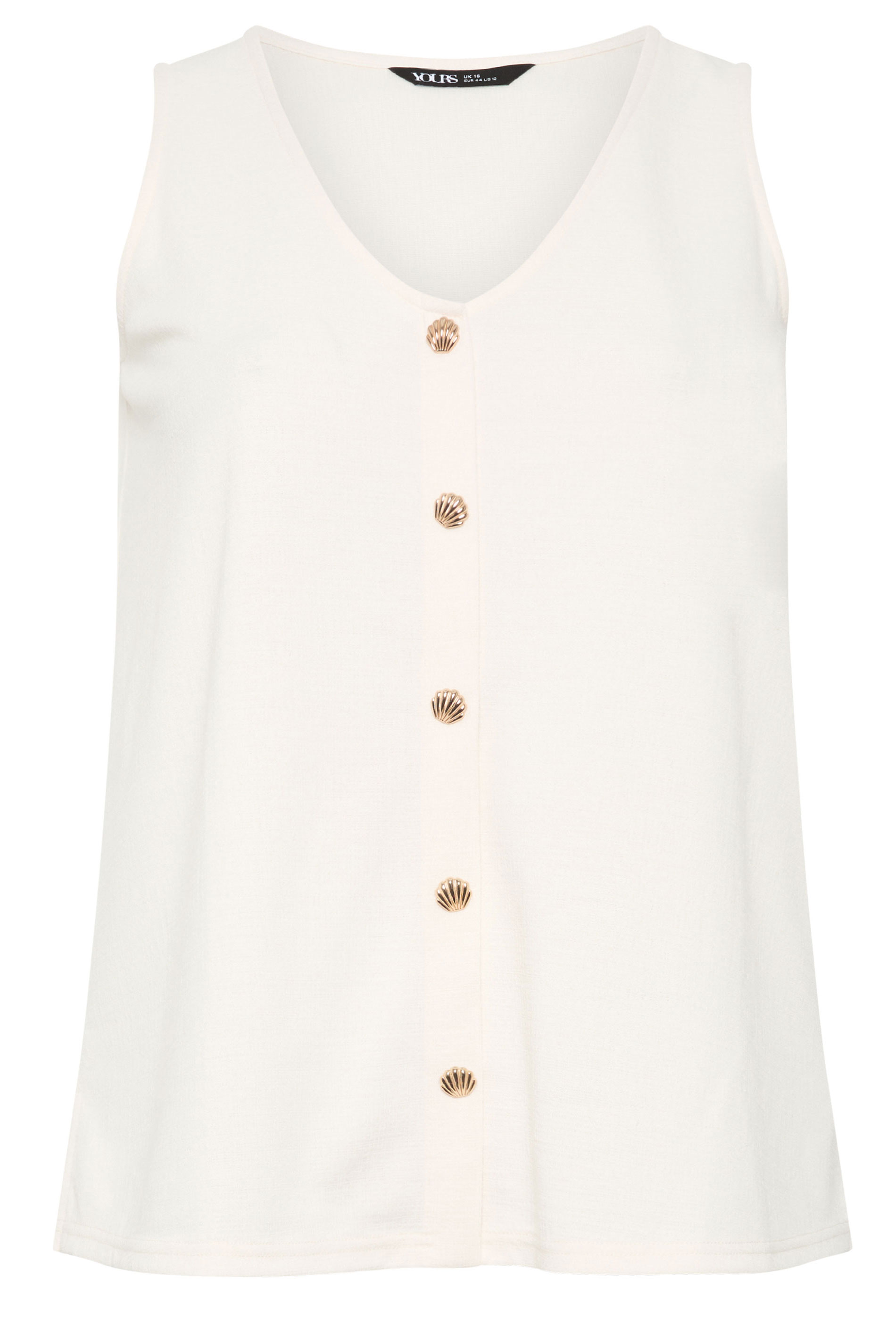 YOURS Plus Size White Shell Detail Vest Top | Yours Clothing 5