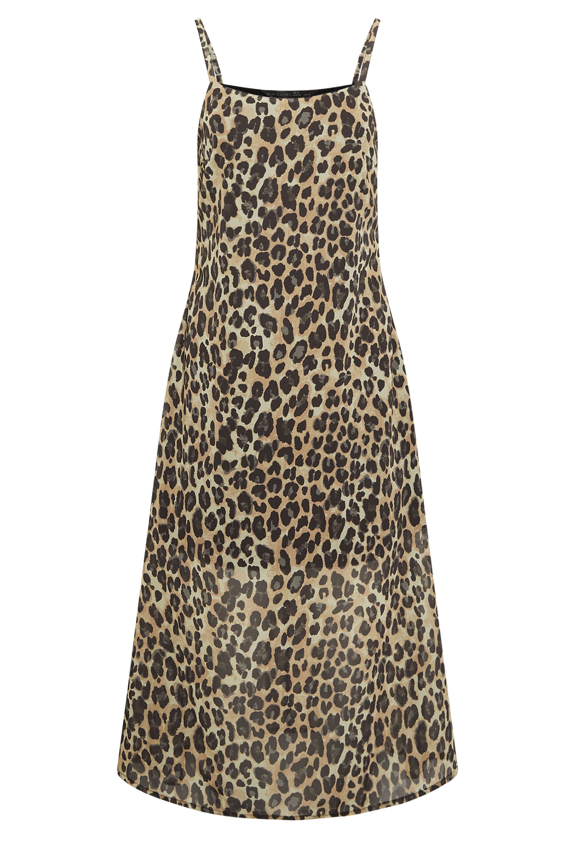 PixieGirl Petite Women's Natural Brown Leopard Midi Dress | PixieGirl 5