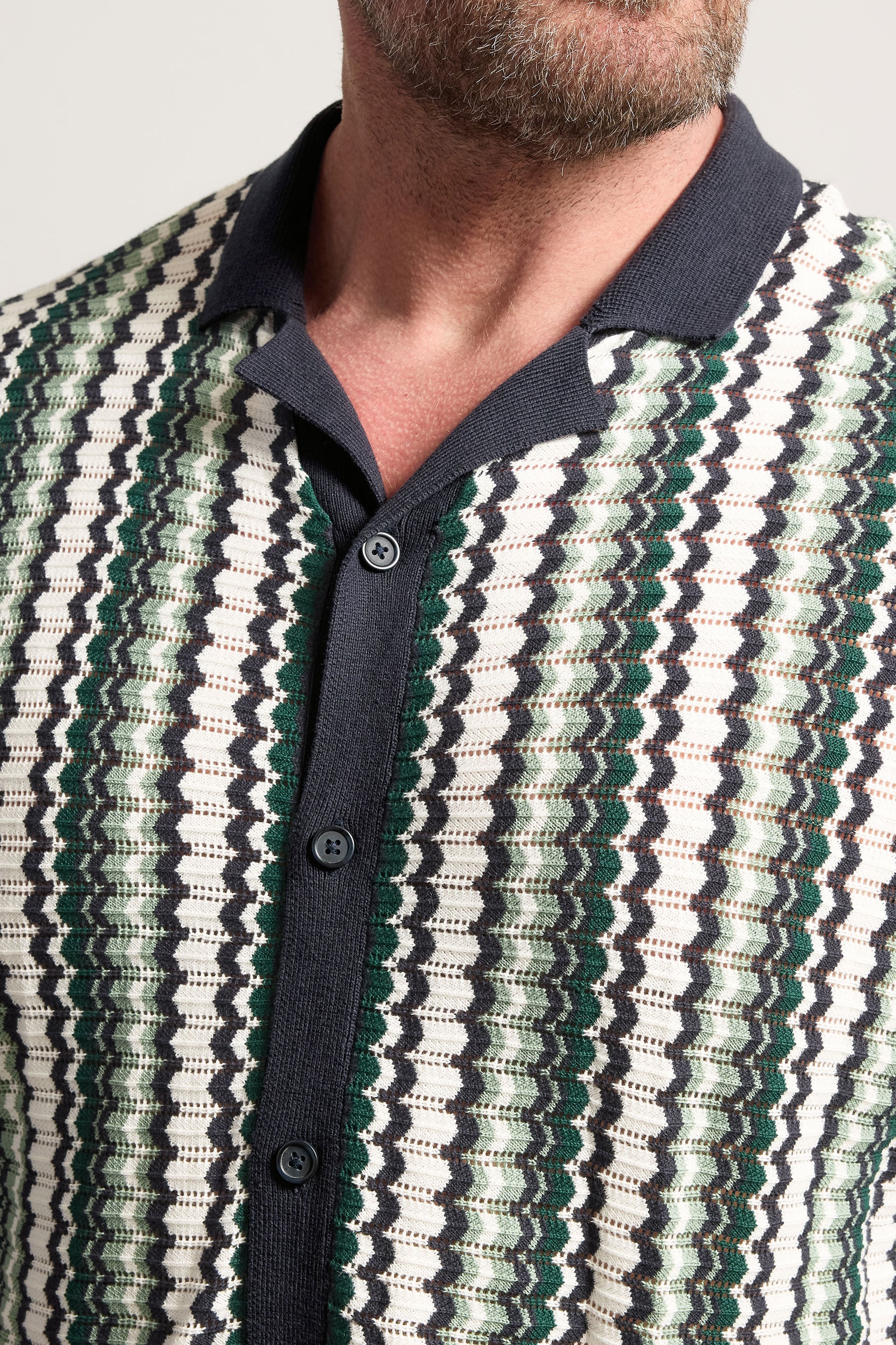 BadRhino Big & Tall Blue & Green Knitted Revere Collar Shirt | BadRhino 5