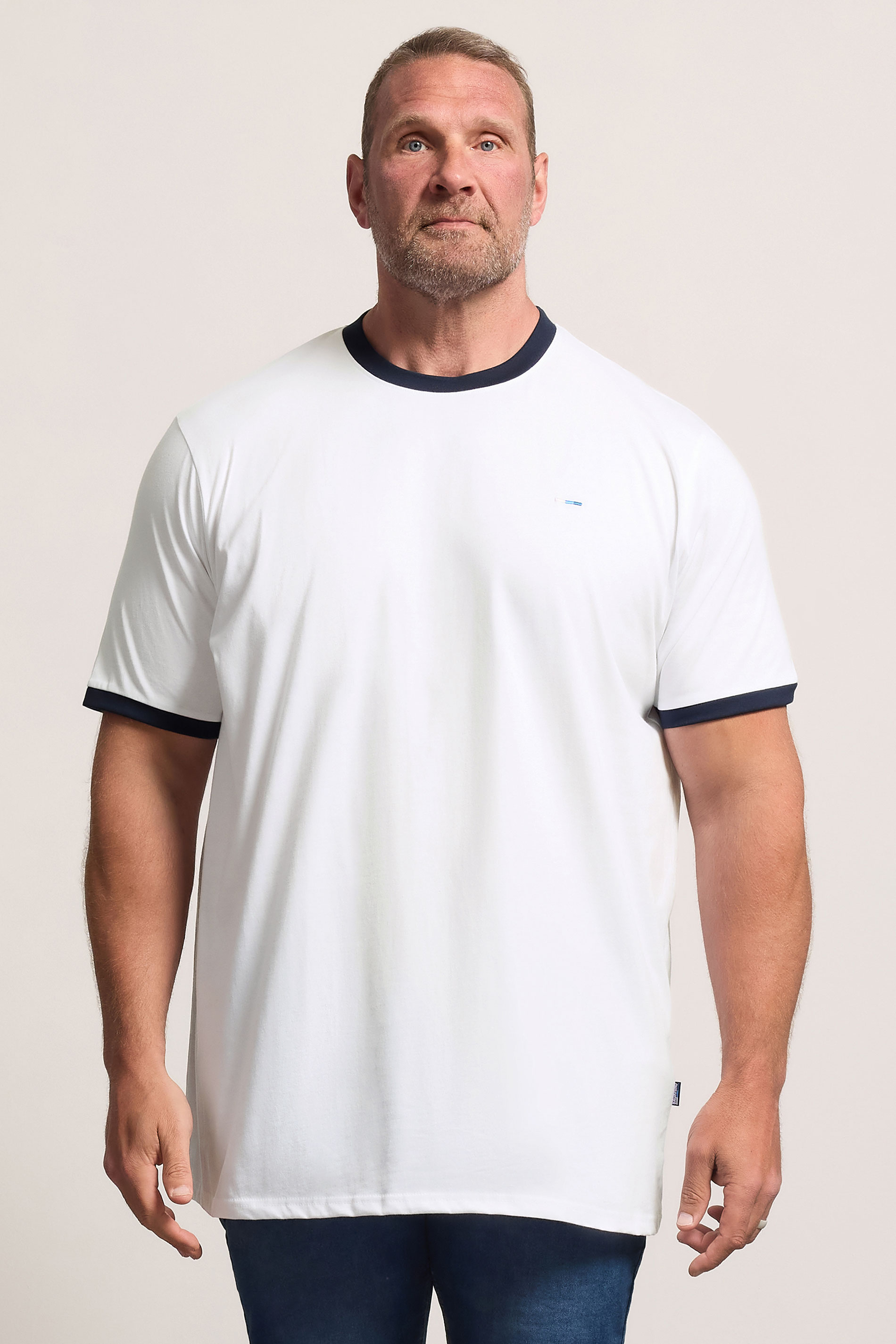 BadRhino Big & Tall White Extra Long Ringer T-Shirt | BadRhino 3