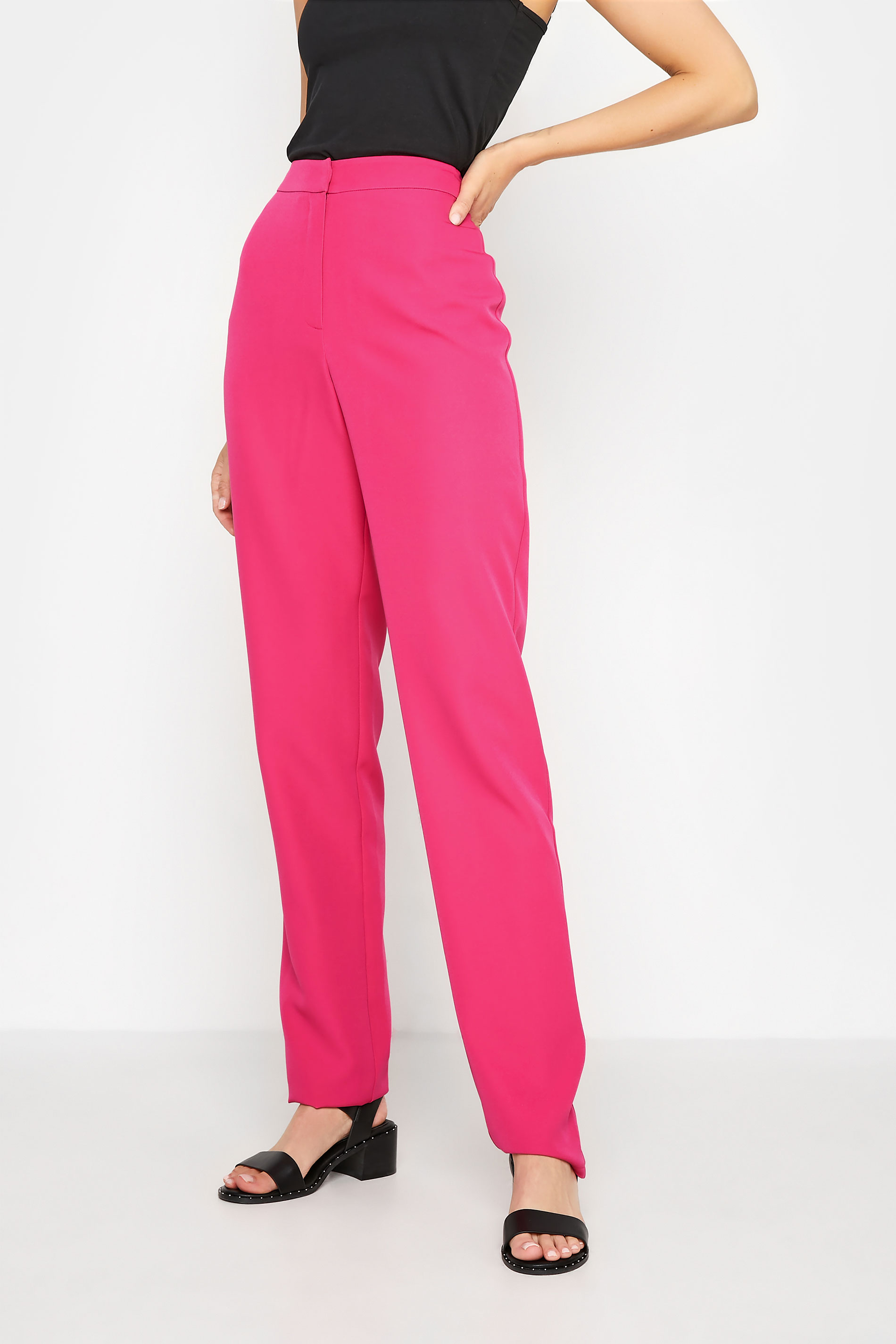 LTS Tall Hot Pink Scuba Slim Leg Trousers_A.jpg