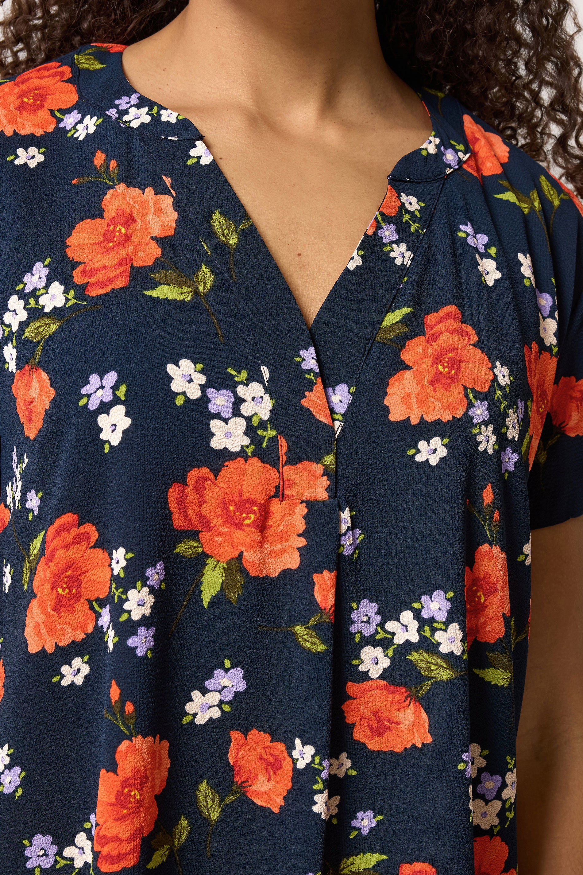 M&Co Blue Floral Notch Neck Midi Dress | M&Co 4