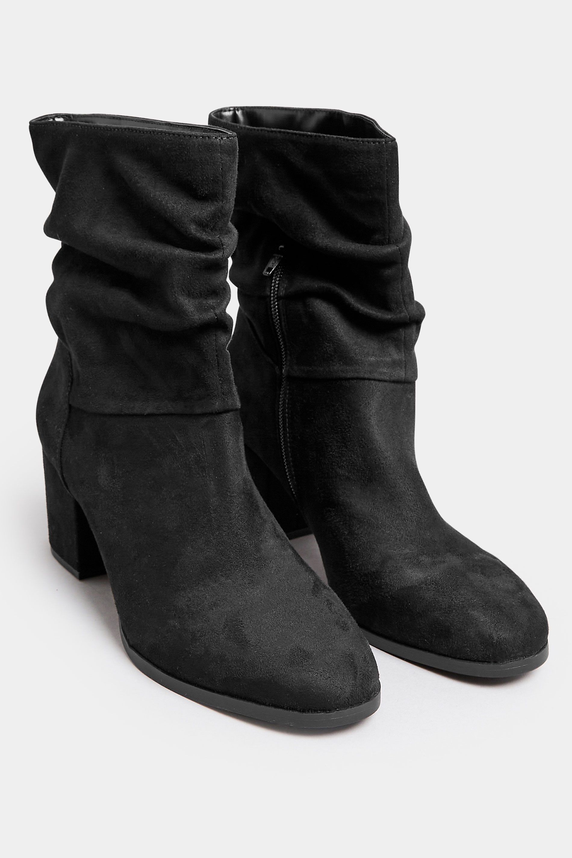 Black Faux Suede Slouch Ankle Boots In Wide E Fit & Extra Wide EEE Fit | Yours Clothing 2