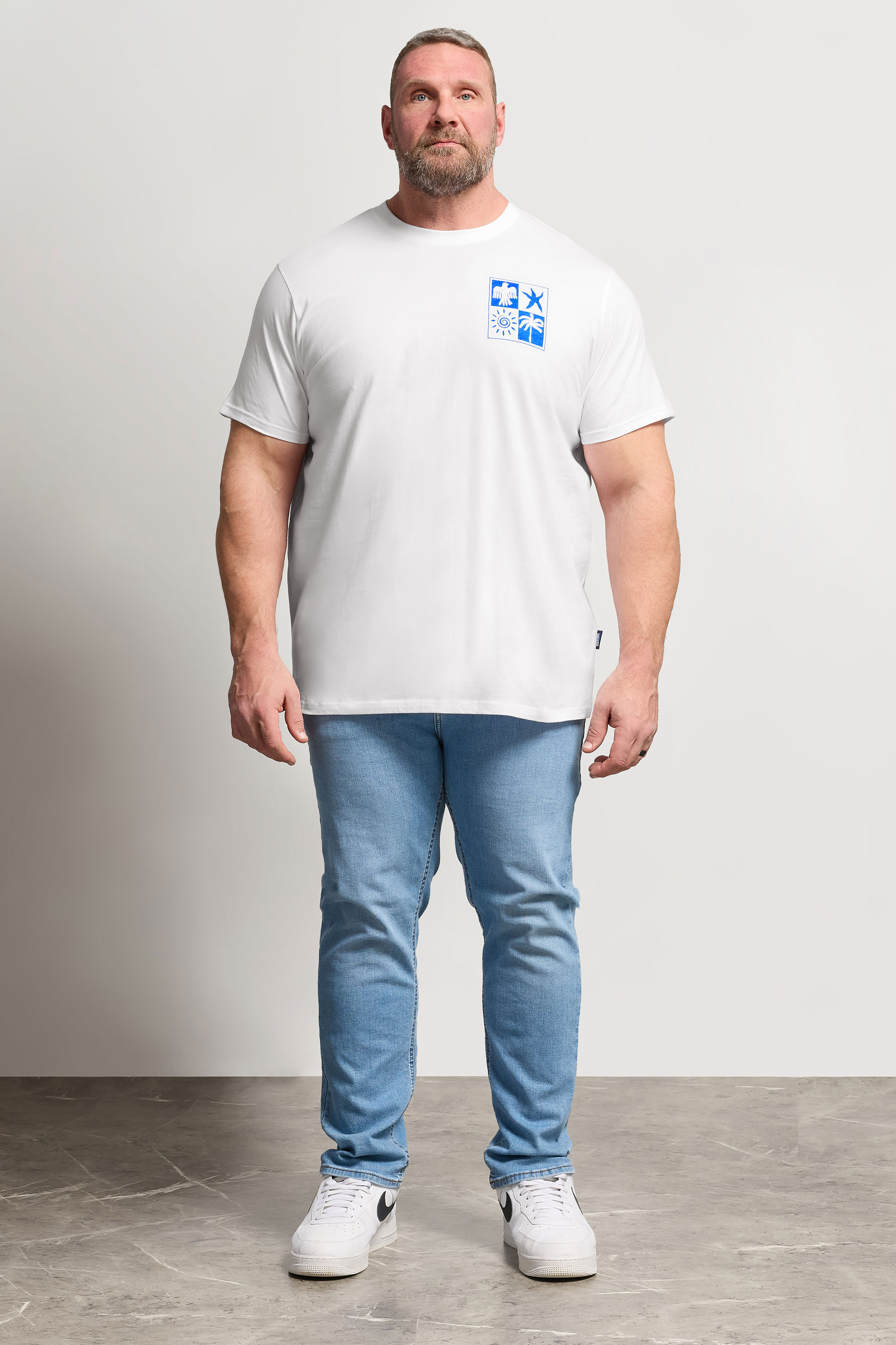 BadRhino Big & Tall White & Blue Graphic T-Shirt | BadRhino 2