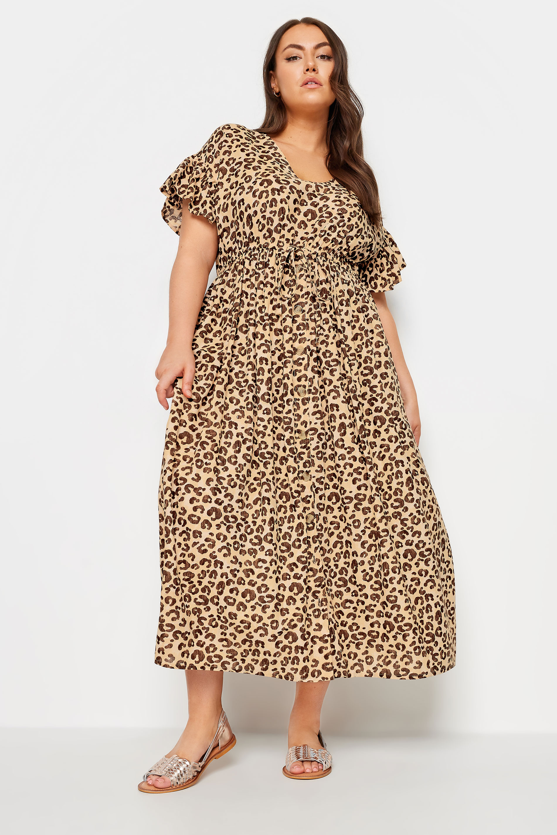 YOURS Plus Size Brown Leopard Print Maxi Dress | Yours Clothing 2