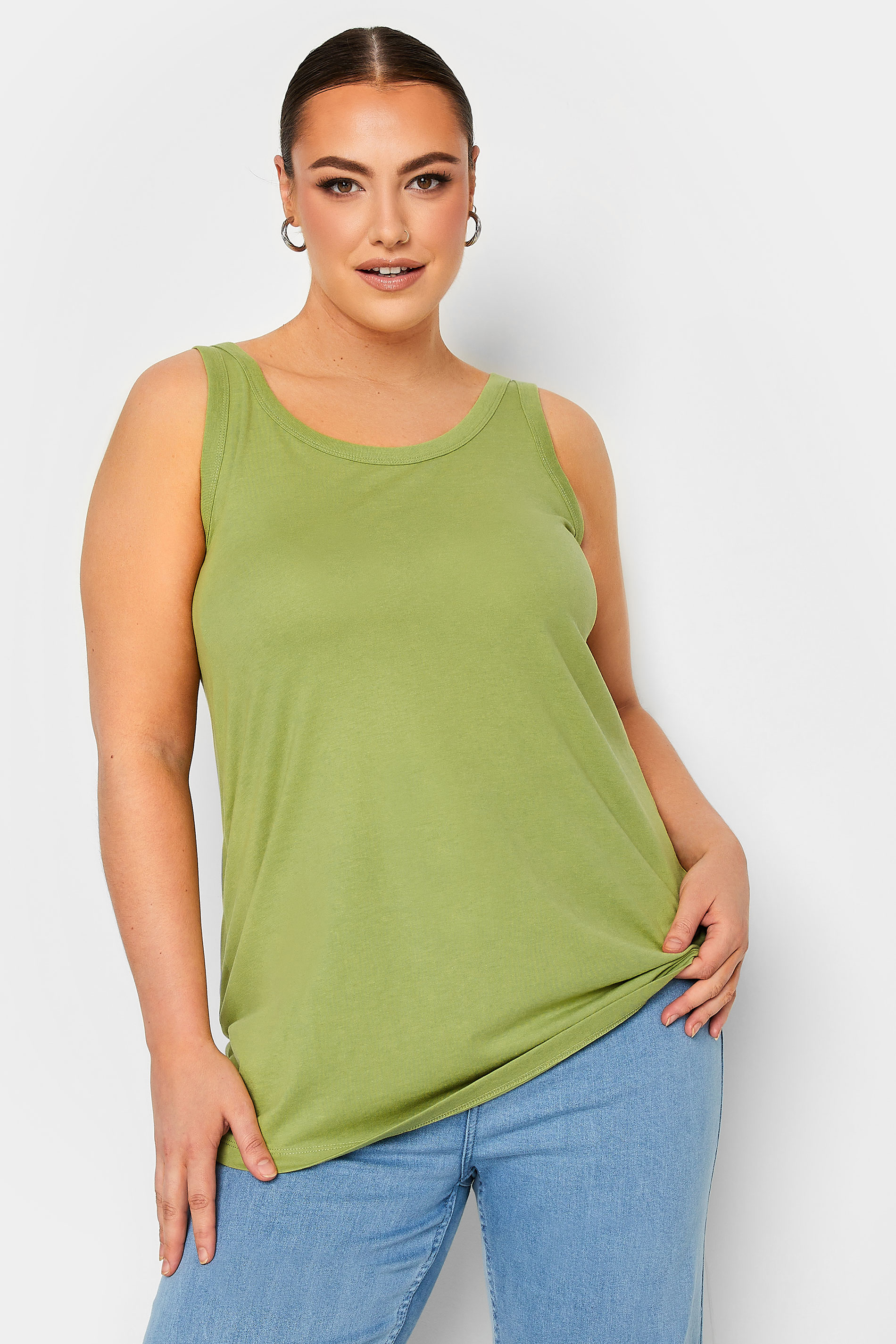 YOURS Plus Size Green Essential Vest Top | Yours Clothing  1